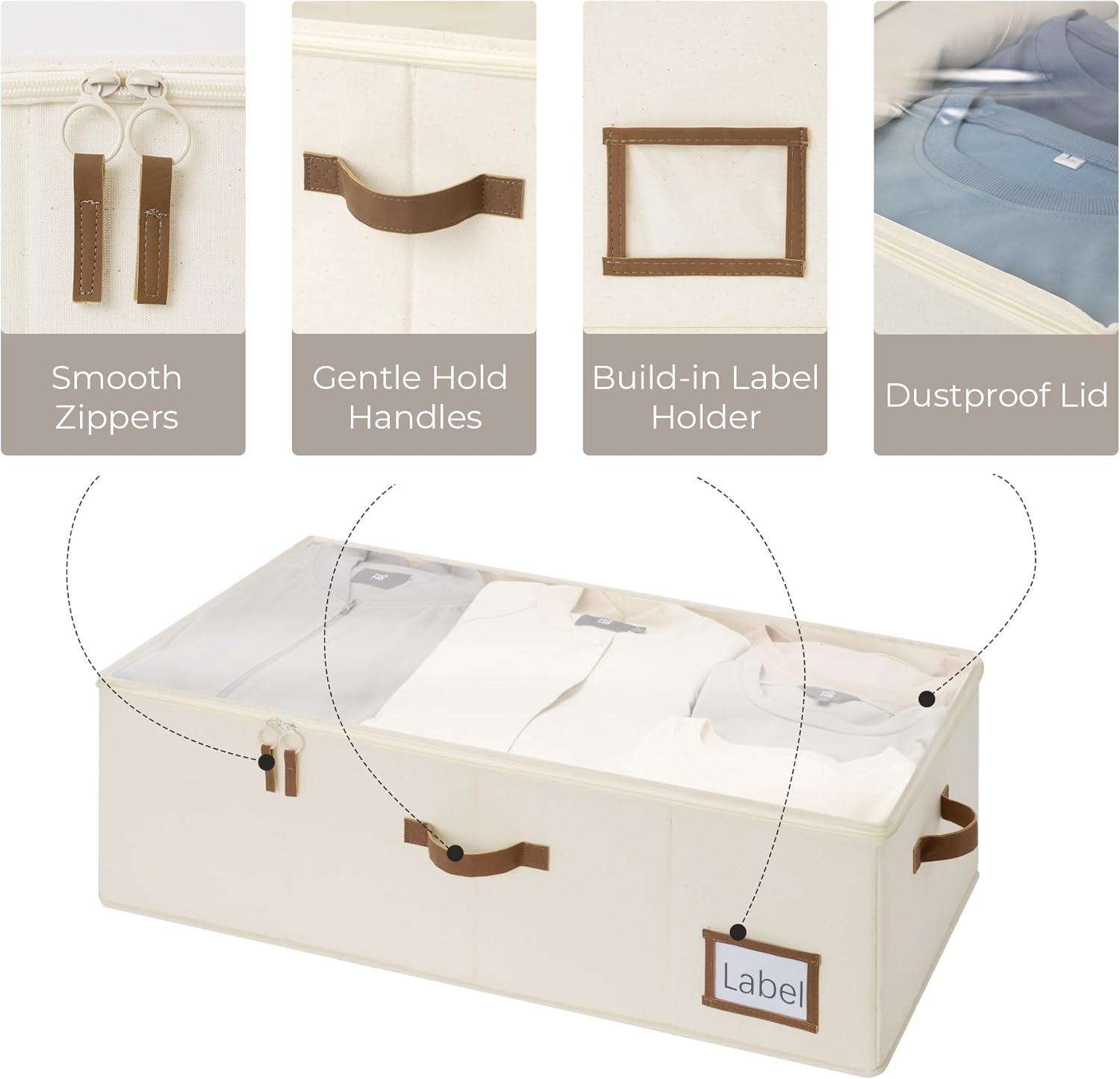 StorageWorks Under Bed Storage Bins, 10'' Underbed Storage Containers with Lid, 90L Clothes