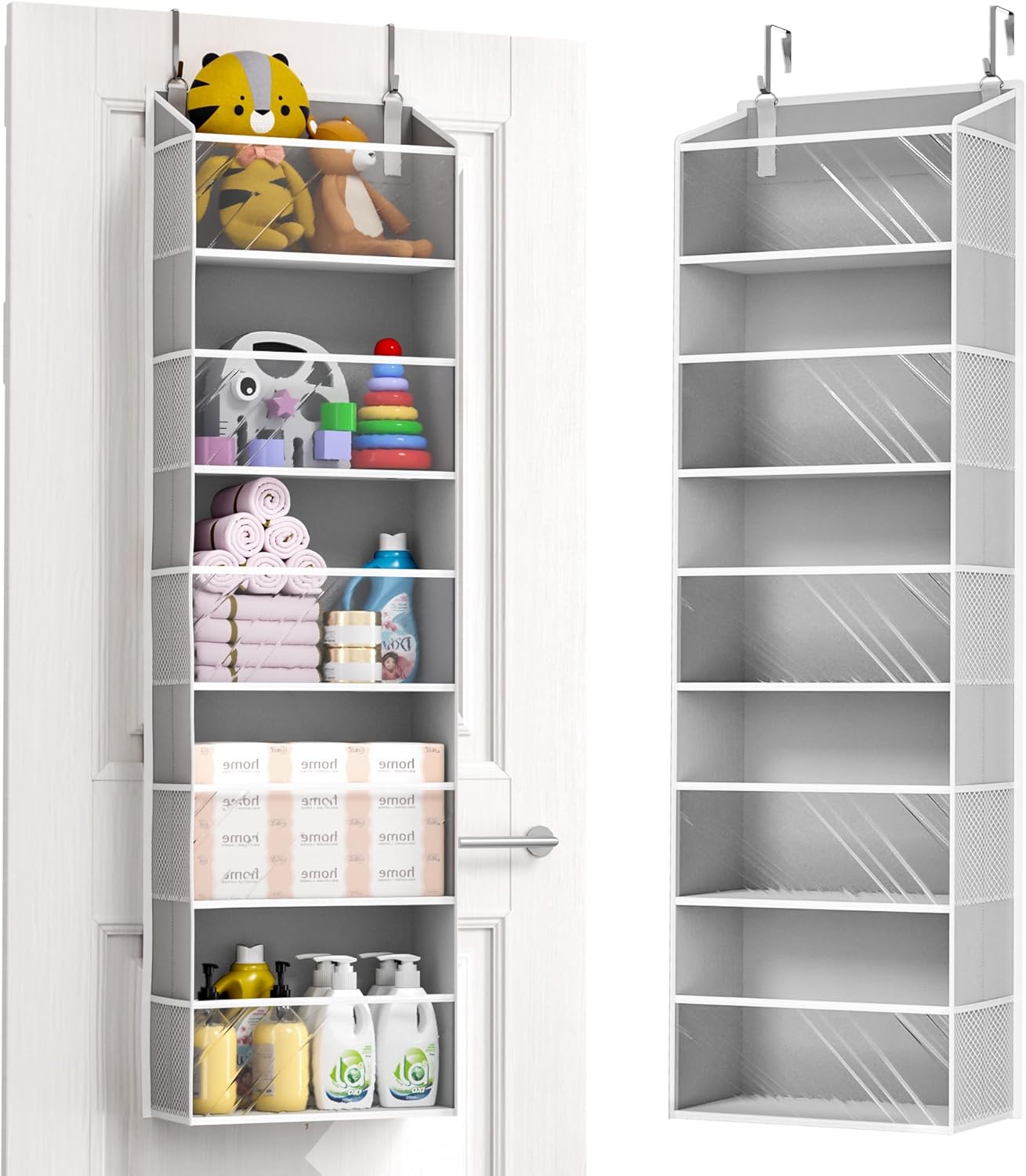 ULG 1-Pack Over Door Organizer with 5 Large Pockets 10 Mesh Side Pockets, 44 lbs Weight Capacity