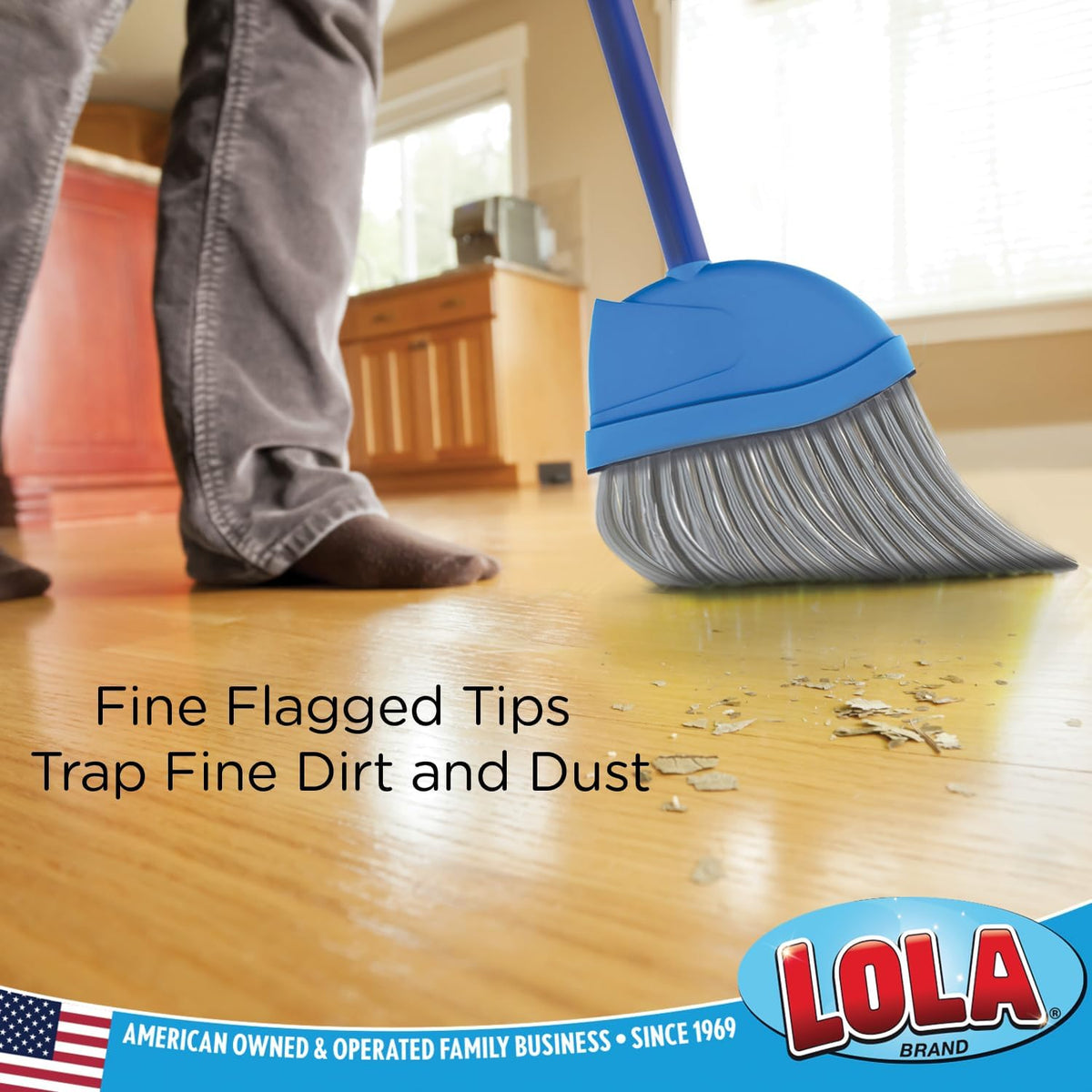Angle Broom, Indoor, 13" W, Large Style - Made w/Recycled Soda Bottle Bristles & Aluminum, has