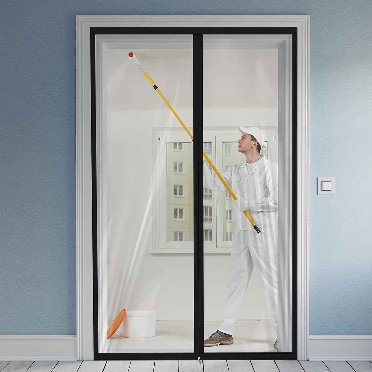 Amylove Zipper 48 x 87 Inch Dust Barrier Door Kit Construction Door Barrier 4 x 7.25 ft Reusable