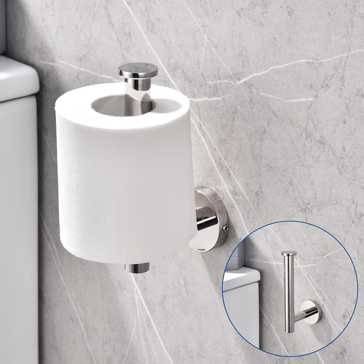 TASTOS Polished Chrome Toilet Paper Holder SUS304 Stainless Steel, Modern Round Tissue Roll Holders