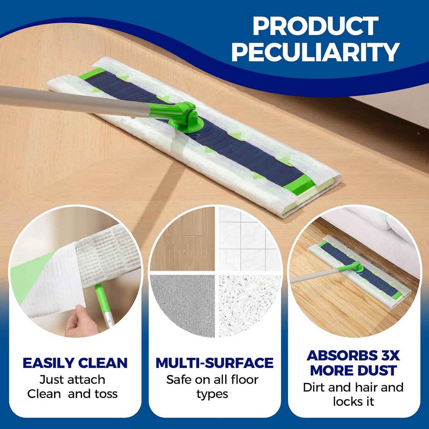 XL Dry Mop Refills Dust Sweeping Cloths Disposable Mop Pads for XL Sweeper X Large Floor Cleaning