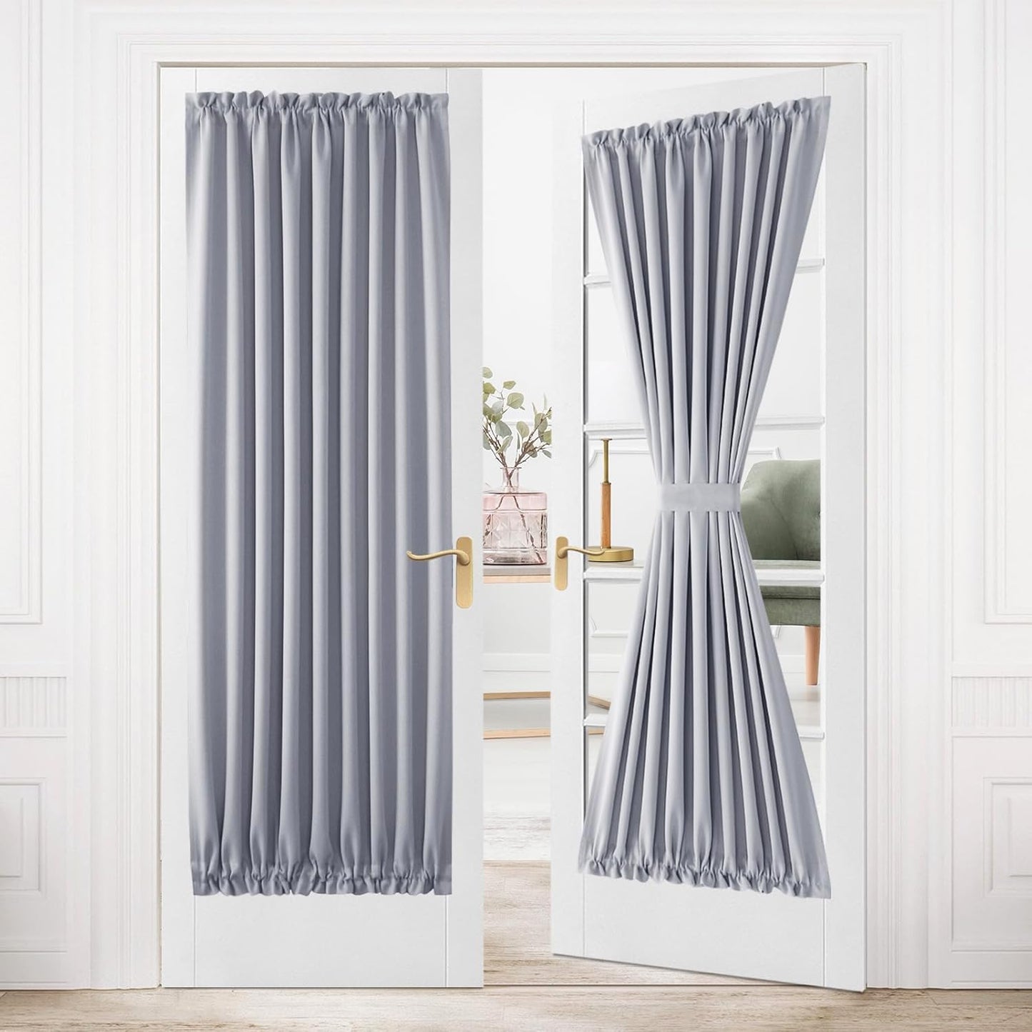 DWCN French Door Curtains – Rod Pocket Thermal Blackout Curtain for Window/Patio