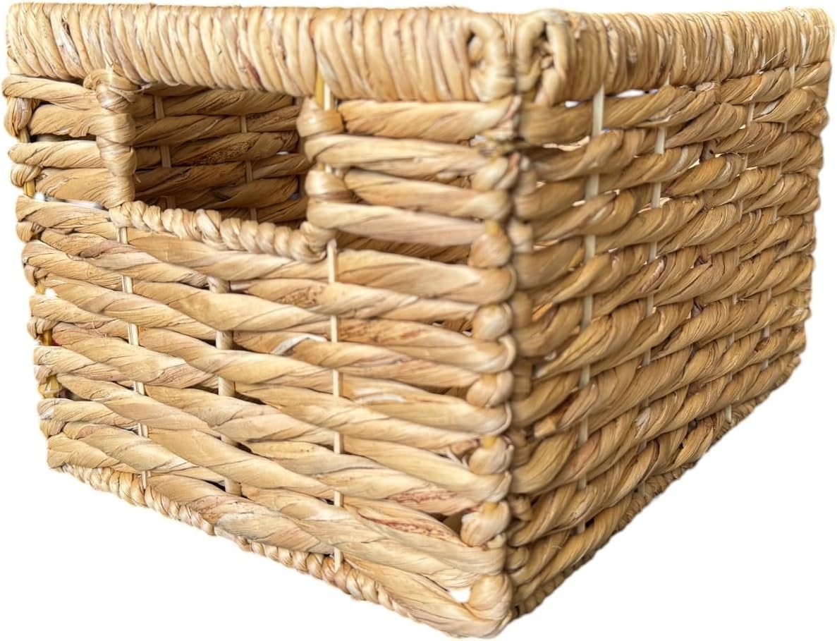 Wicker Basket For Shelves, Baskets for Organizing, Woven Storage Basket with Built-in Handles