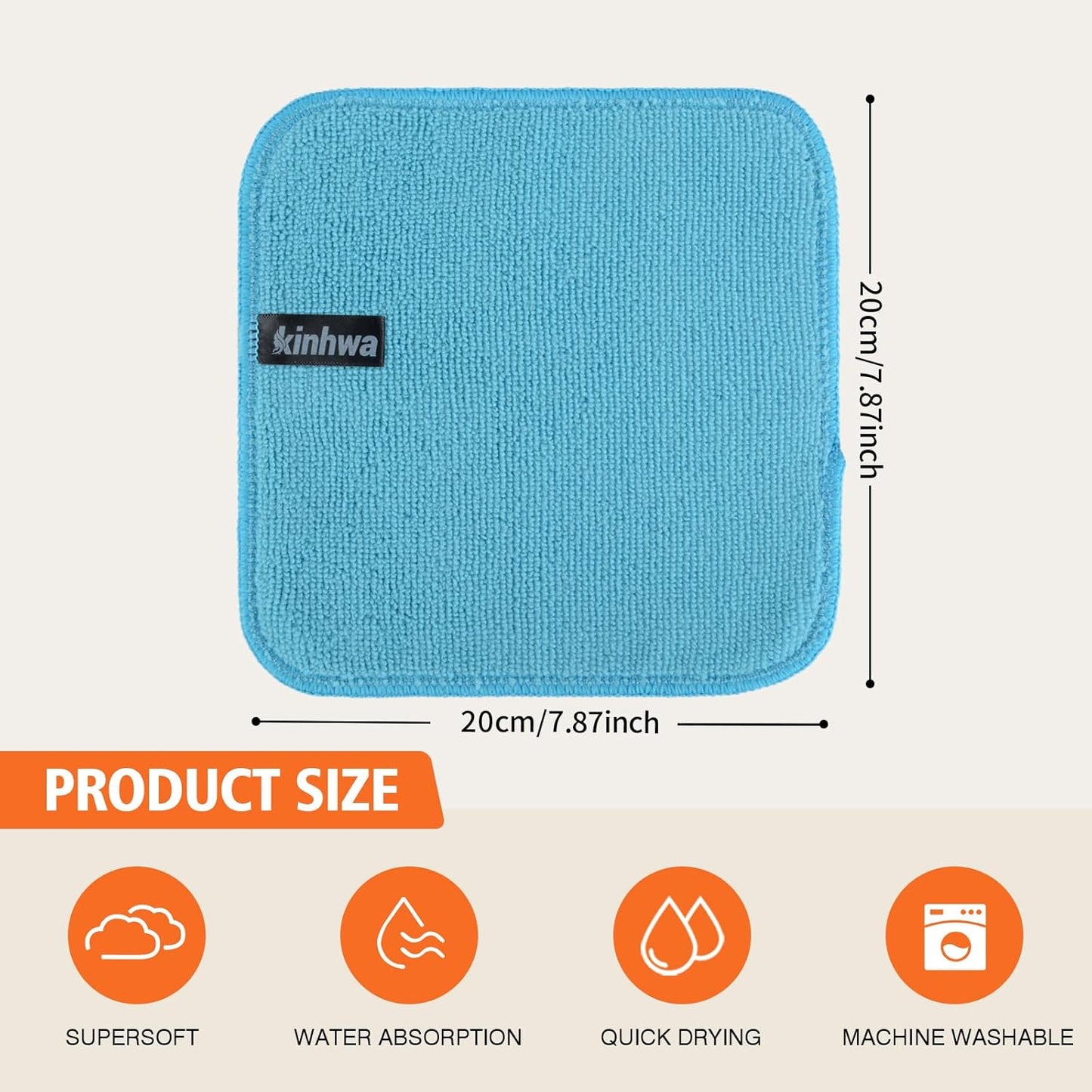 KinHwa Kitchen Washcloths for Dishes Absorbent Microfiber Dish Cloths Quick Dry Dish Rags with Poly