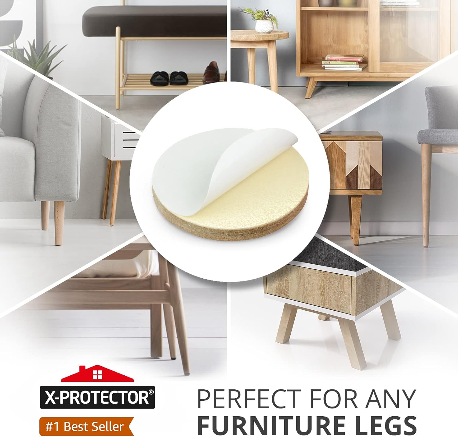 16 Heavy-Duty Felt Furniture Pads 2” 1/4” Thick X-Protector! Round Felt Pads for Furniture Feet