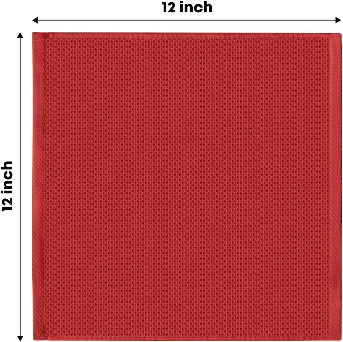 Artoid Mode 100% Cotton Dark Red Waffle Weave Kitchen Dish Cloths, 12x12 Inch Ultra Soft Absorbent