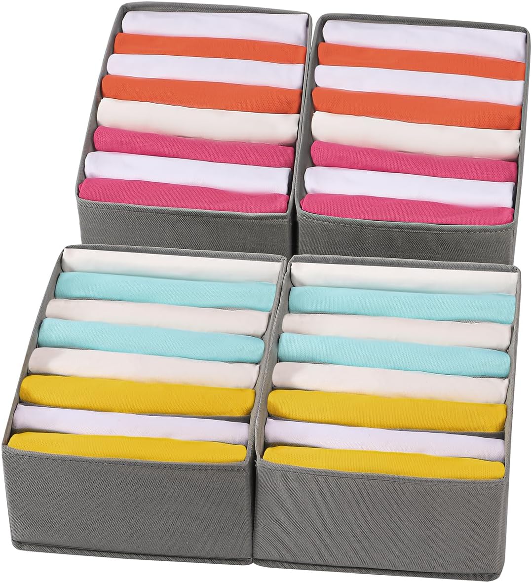 Coorganisers4 Packs T-shirt Drawer Organizers for Clothing,8 Grids Compartment Wardrobe Storage