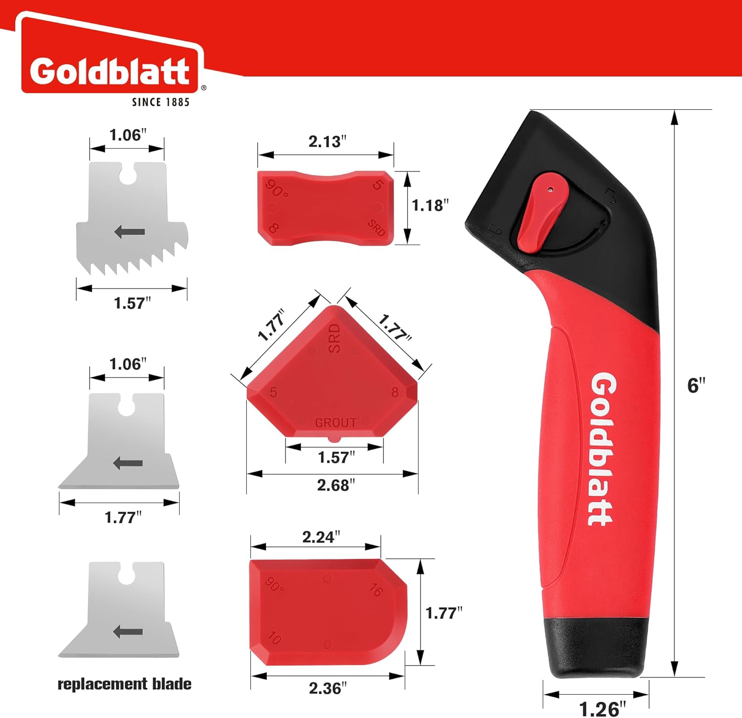 Goldblatt Caulk Remover Tool, Grout Removal Tool, Caulking Tool, Silicone Caulking Tool Kit