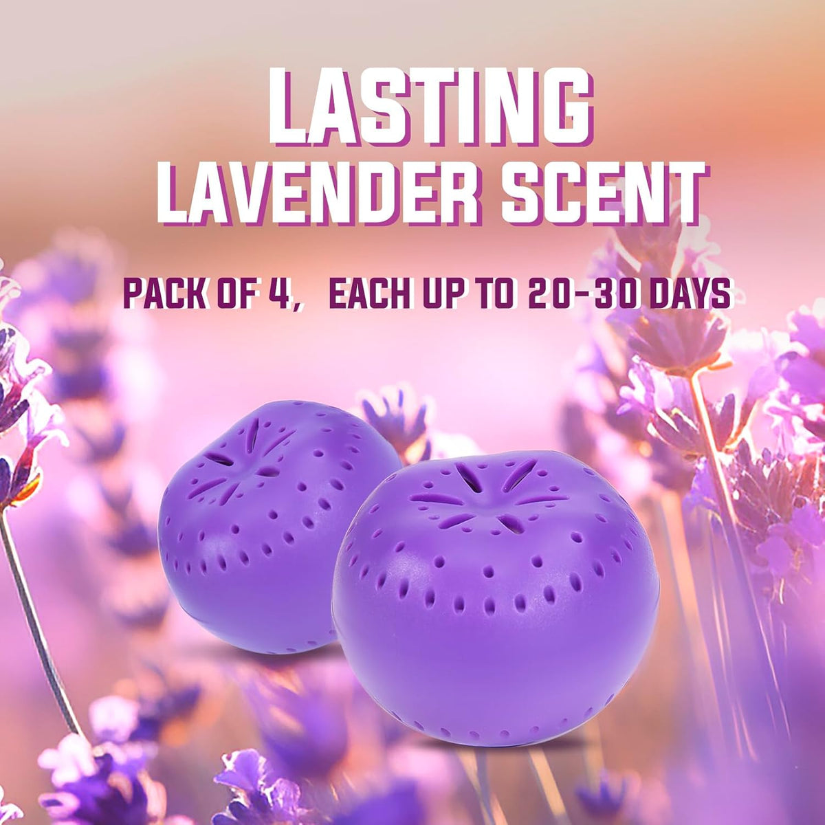 4 Pack Baking Soda Deodorizers, Lavender Scent Shoe Deodorizer Balls, Air Freshener for Home, Odor