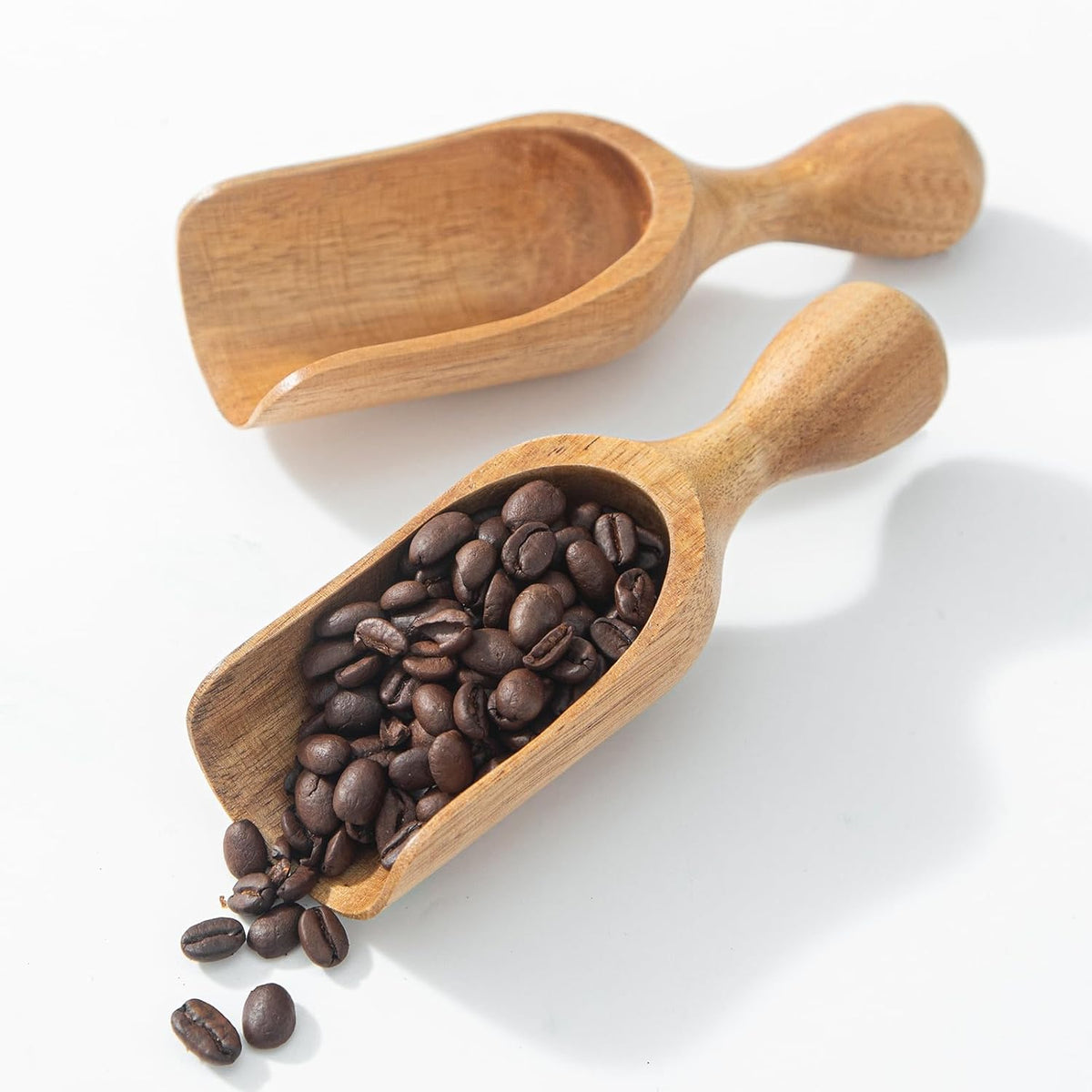 Big Coffee Scoop Shovel, 2pcs Wooden Scoop for Jars, Large Ground Coffee Scoop 5.9″ Measuring