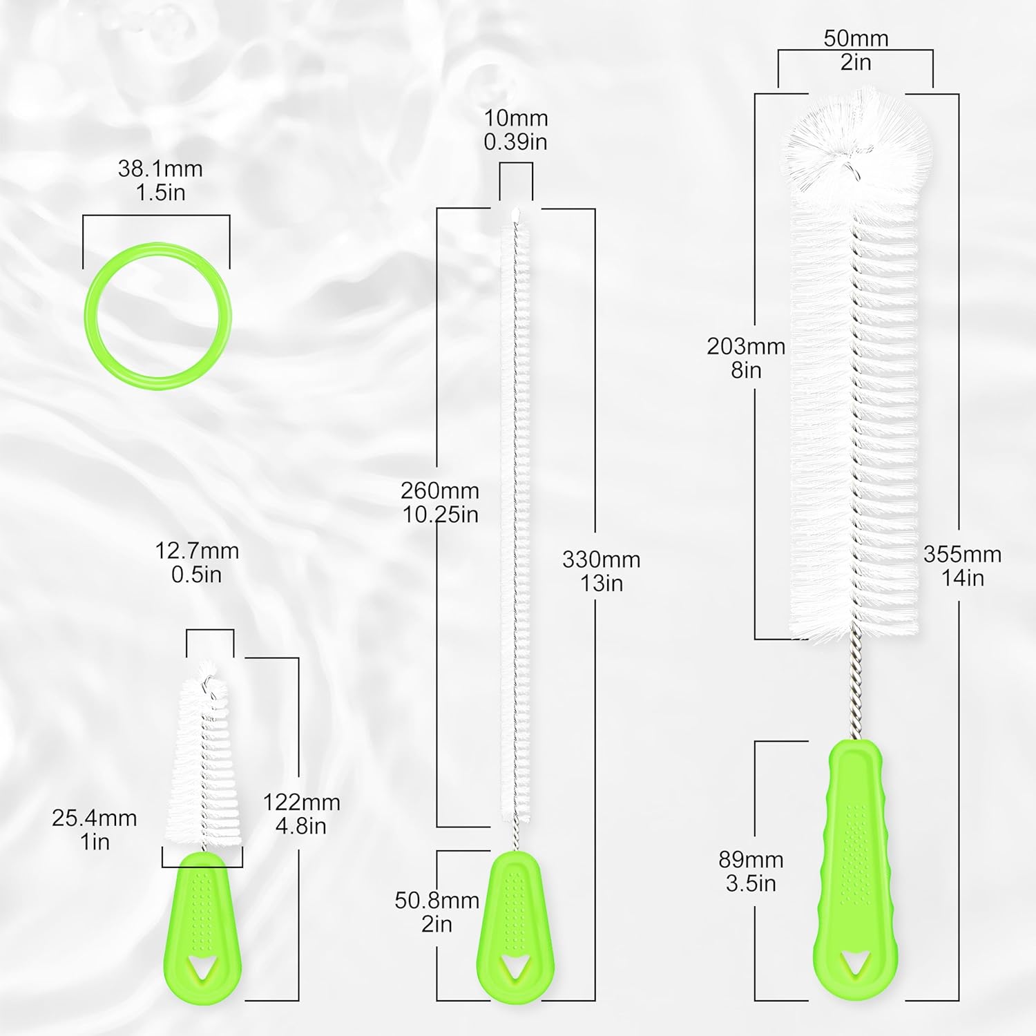 Bottle Brush Cleaner Set of 3, Long Handle Water Bottle & Straw Cleaner Brushes for Washing