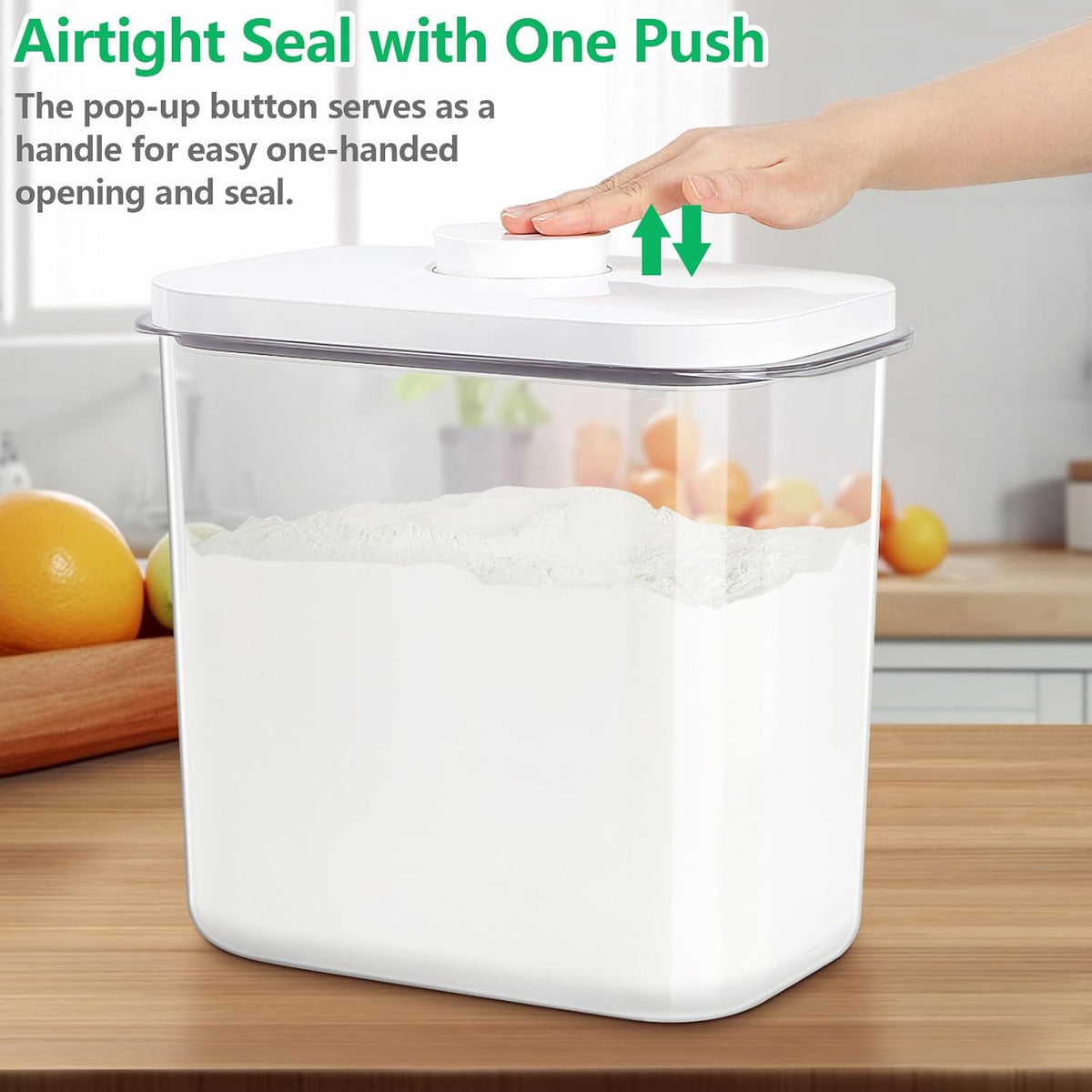 Airtight Rice Container 25 Lbs with Handle and Cup – 12.68Qt Large Flour Sugar Storage Container