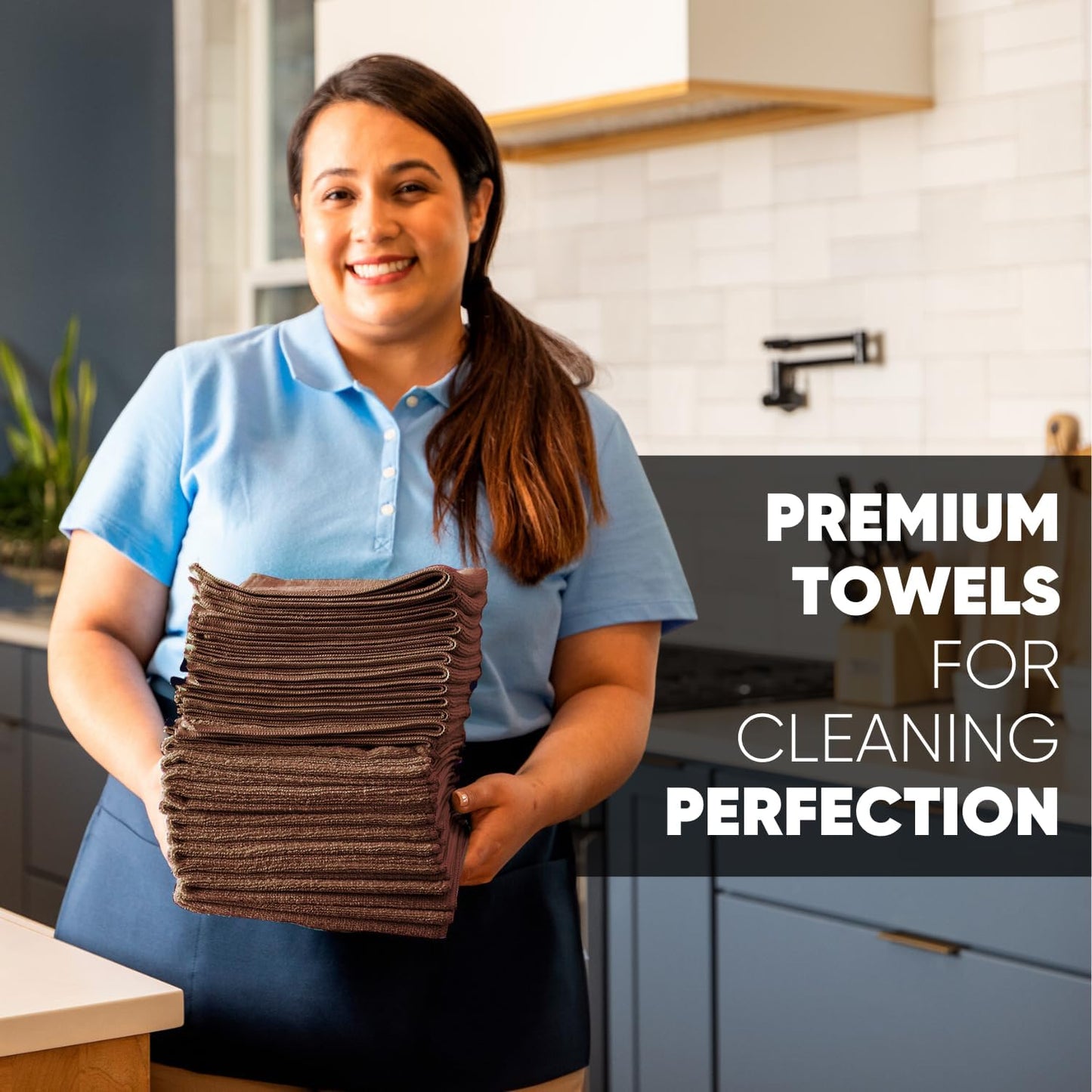 MW Pro Microfiber Cleaning Cloth | Brown | 12 Pack | 16” x 16” | Coffee, Barista, Espresso Towels