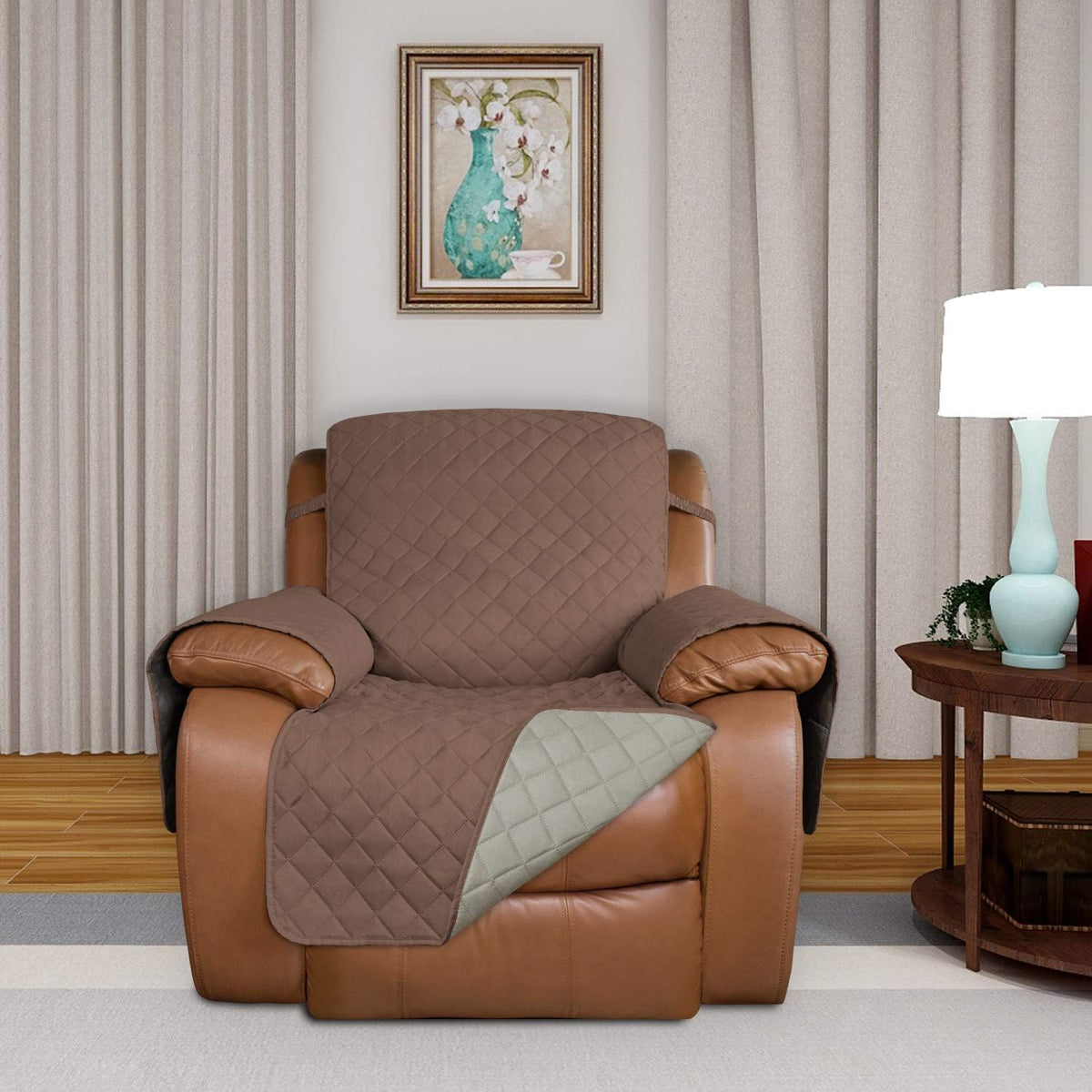 PureFit Reversible Quilted Sofa Cover, Water Resistant Slipcover Furniture Protector, Washable