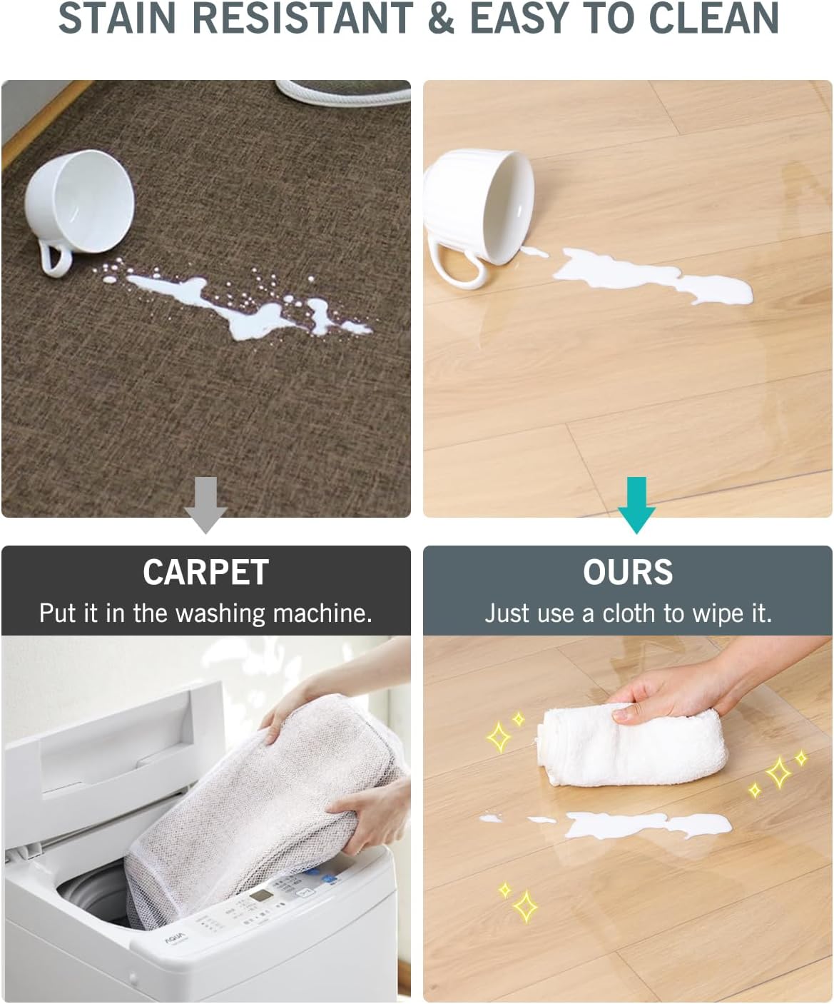 Area Mat for Hard Floor, 6'×9' Transparent PVC Area Rug for Home, Waterproof No Smell Protector for