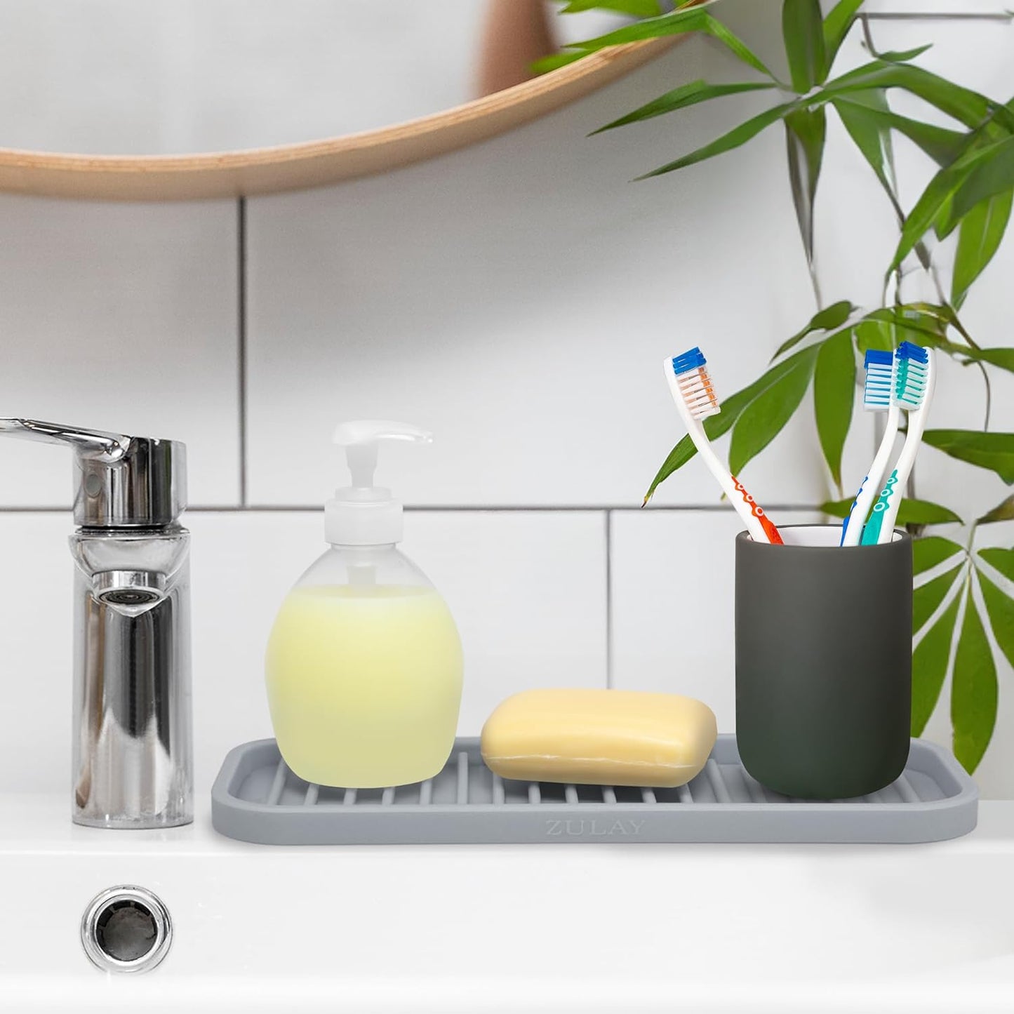Zulay Kitchen (9x3.5) Silicone Sponge Holder for Kitchen Sink - Flexible Multipurpose Soap Tray