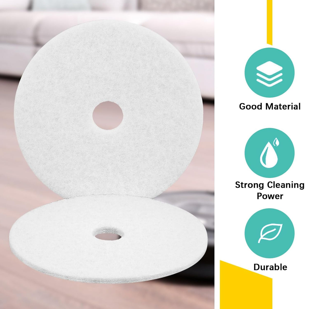20" White Scrubbing Pads Commercial Cleaning Orbiter Pads-Maintenance Non Woven for Floor Buffer