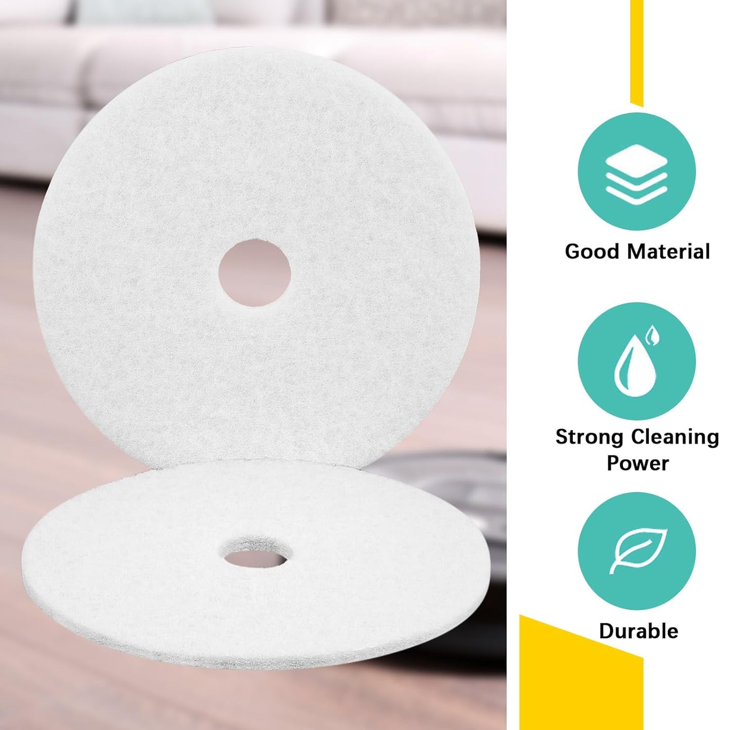 2 Pcs 12" White Scrubbing Pads Commercial Cleaning Orbiter Pads-Maintenance Non Woven for Floor