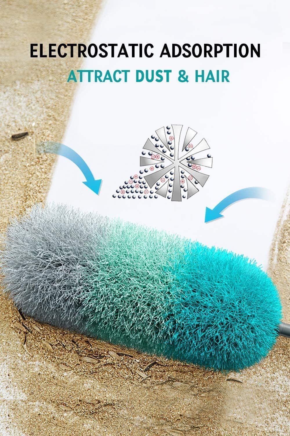 BOOMJOY Microfiber Feather Duster with 100 inches Extension Pole, Dusters for Cleaning High