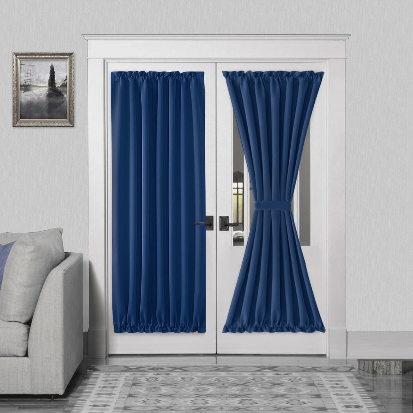 DWCN French Door Curtains – Rod Pocket Thermal Blackout Curtain for Doors with Glass Window