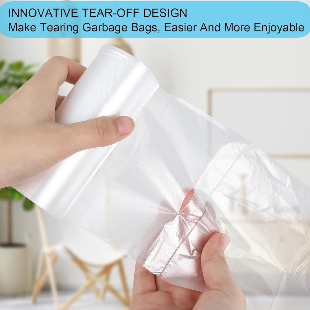 2 Gallon Small Plastic Trash Bags, 7.5 Liters Clear Wastebasket Liners Garbage Bags for Home