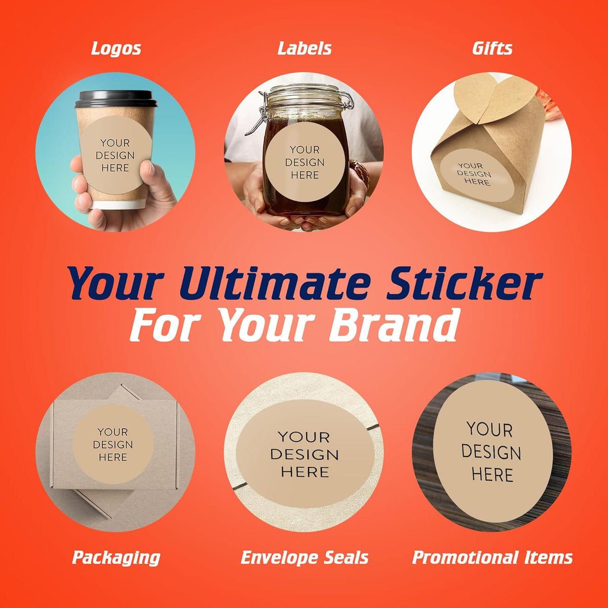 100 Custom Vinyl Stickers - Upload Your own Image, Text, Design, Logo - Personalized Logo Labels
