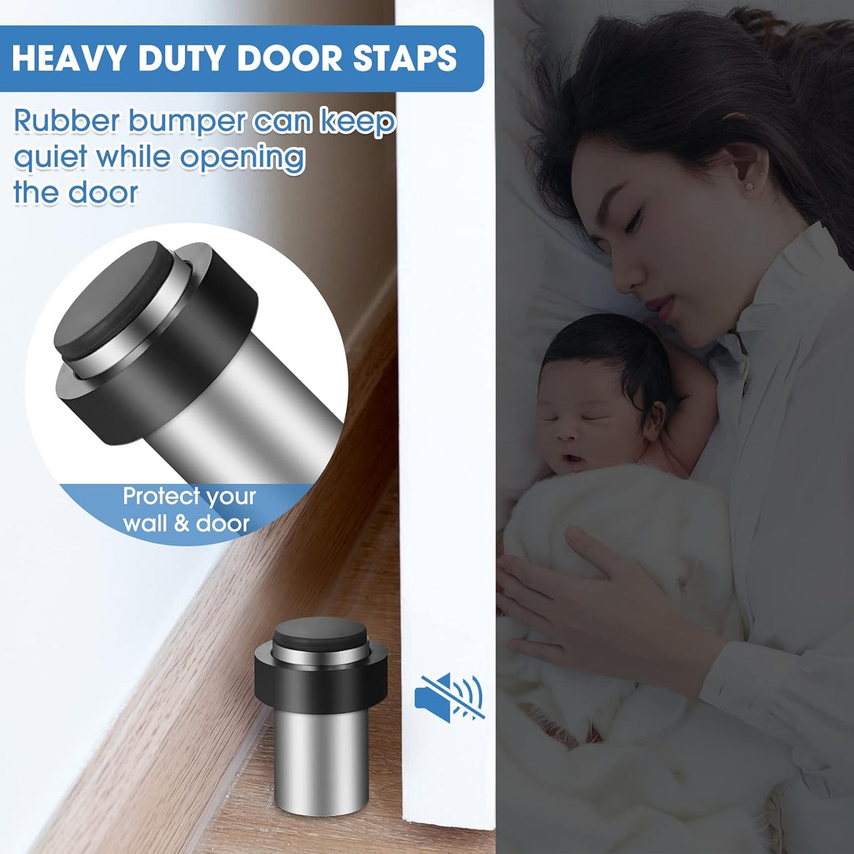 Chumia 10 Pcs Door Stopper Mounted Floor Stops Stainless Steel Cylindrical Stopper Modern