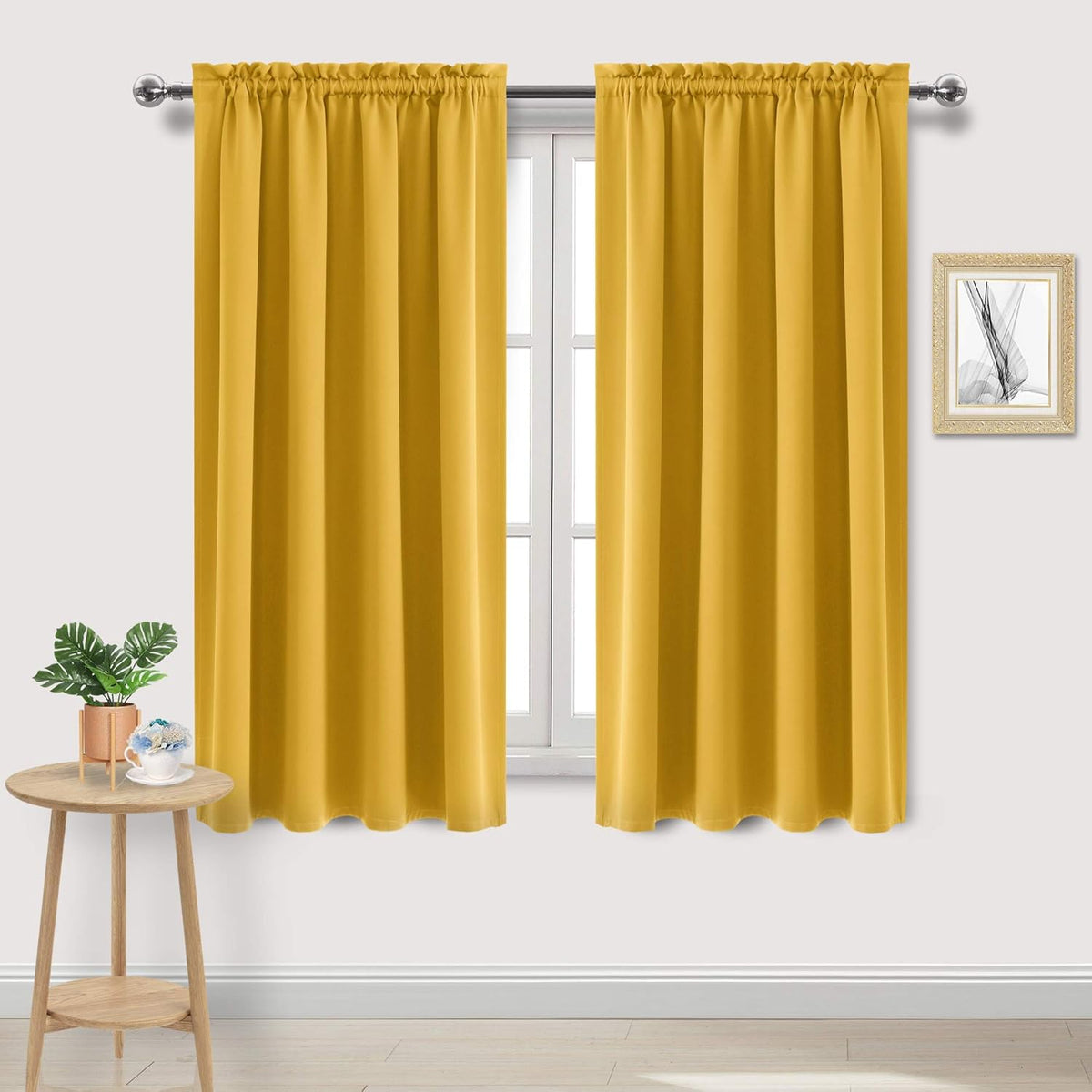 DWCN Yellow Room Darkening Blackout Curtains - Thermal Insulated Privacy Energy Saving Window