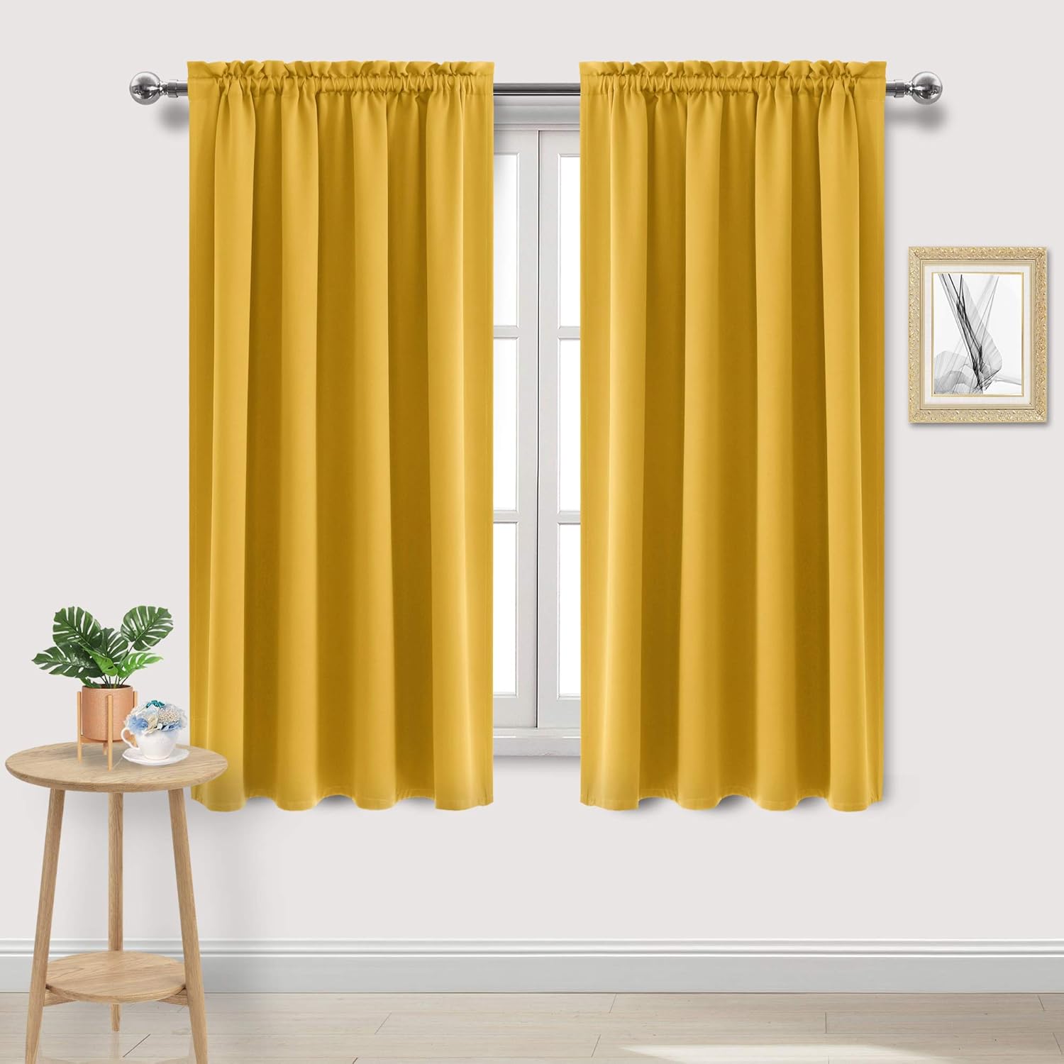 DWCN Yellow Room Darkening Blackout Curtains - Thermal Insulated Privacy Energy Saving Window