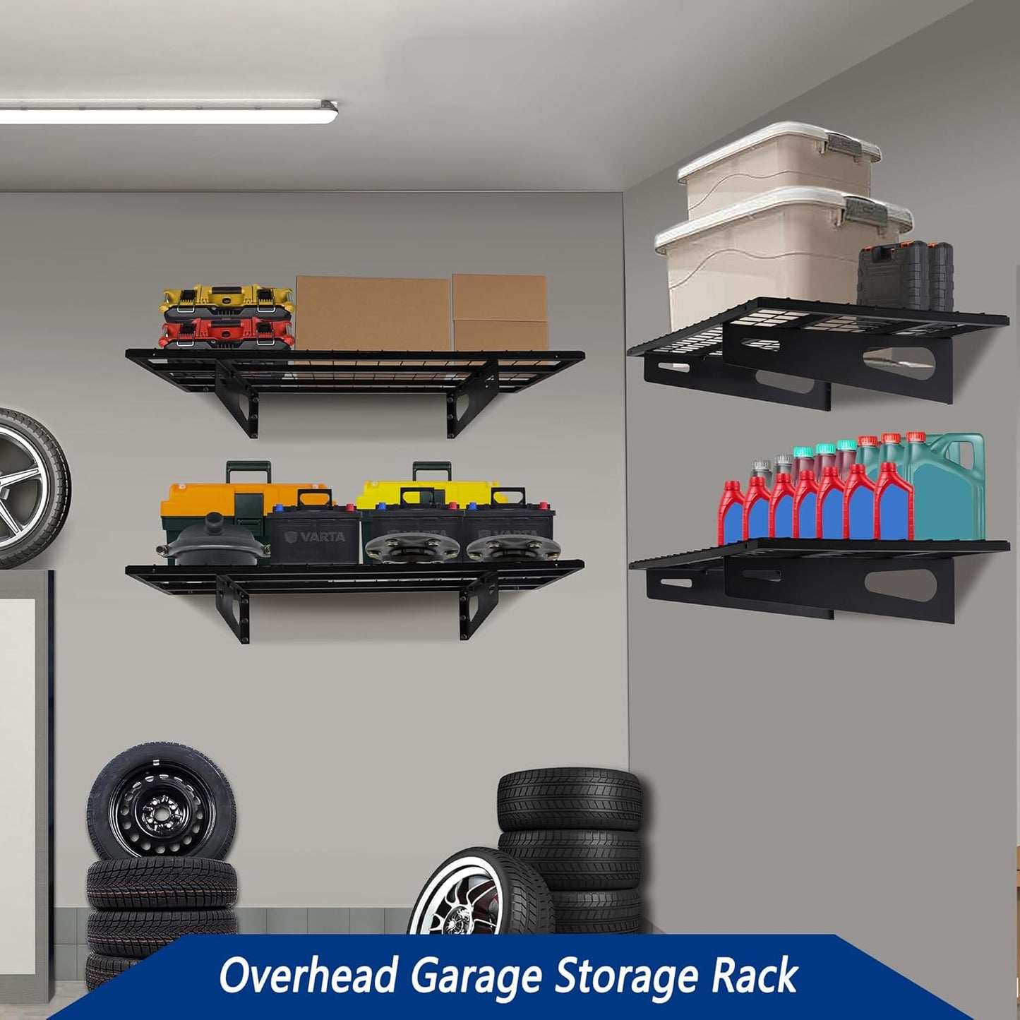 2-Pack 1.5x3FT Garage Shelving 17.7-inch-by-35.8-inch Wall Shelf Garage Storage Rack Wall Mounted