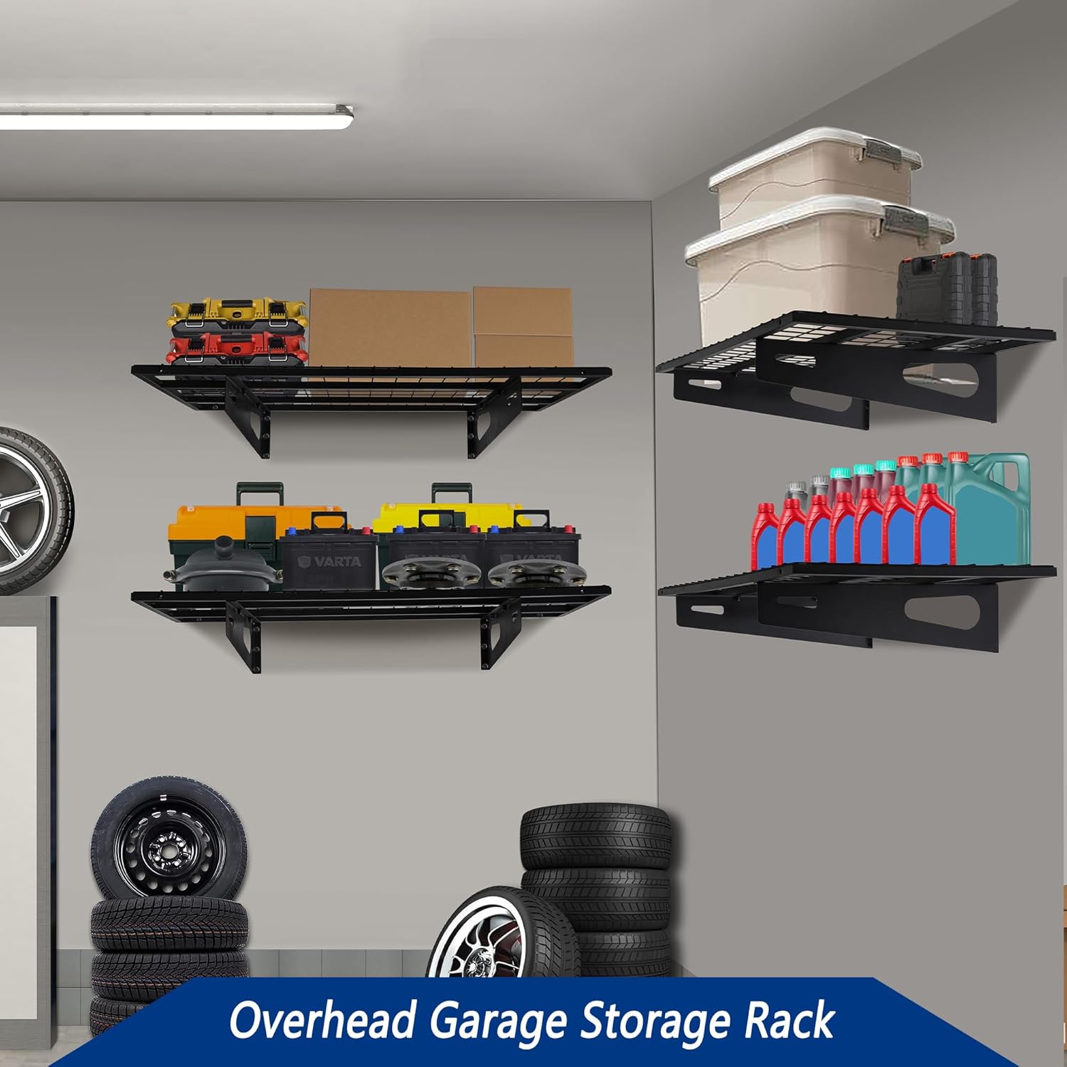 2-Pack 1.5x3FT Garage Shelving 17.7-inch-by-35.8-inch Wall Shelf Garage Storage Rack Wall Mounted