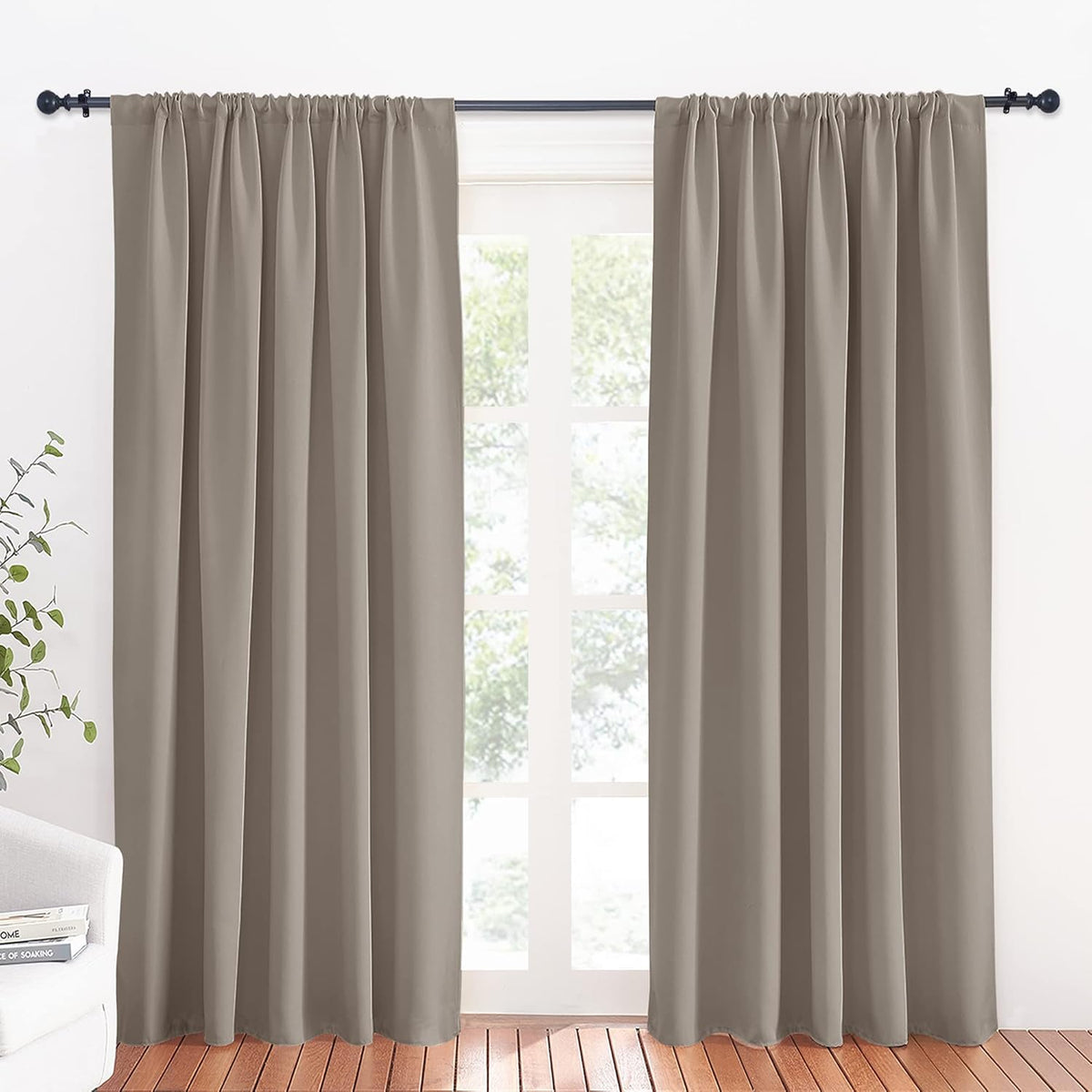 RYB HOME Room Darkening Curtains for Bedroom, Thermal Insulated Noise Reducing Window Drapes