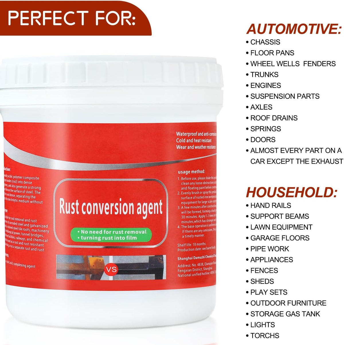 Water-Based Metallic Paint,Rust Removal Converter Metallic Paint,Rust Remover Converter for Metal