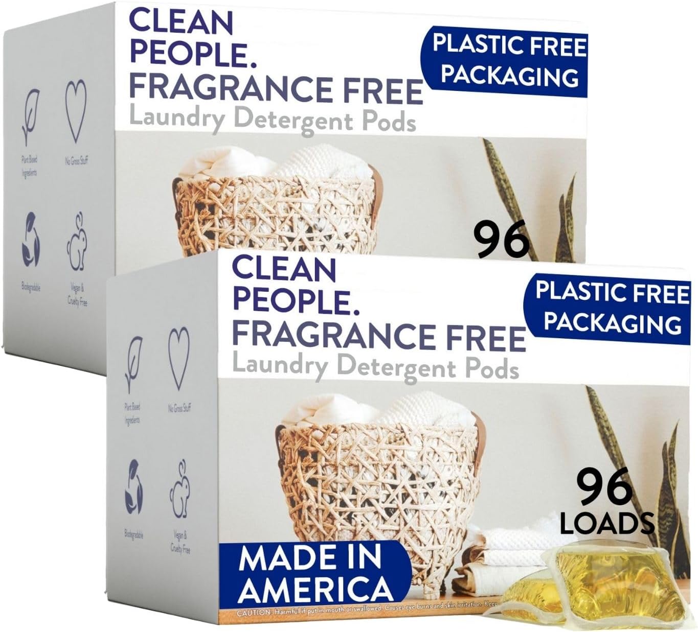 The Clean People Ultra Concentrated Laundry Detergent Pods, 192 Count, Fragrance Free, Plant-Based