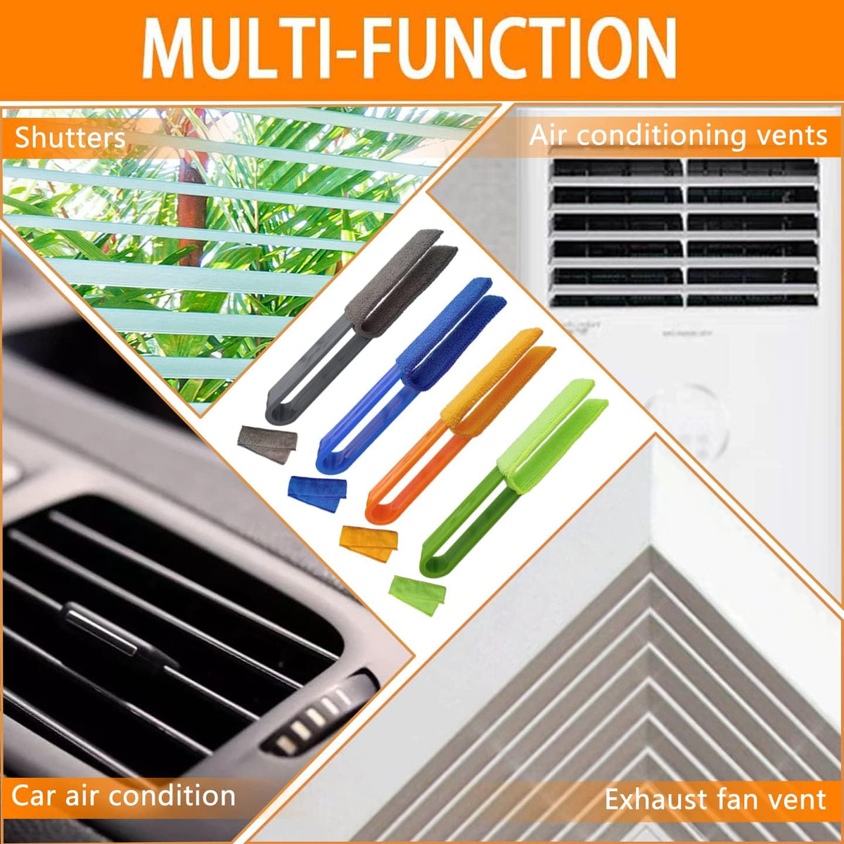 4 Pack Microfiber Blinds Duster, 4 Removable and Washable Sleeves, Cleaner for Window Blinds, Air