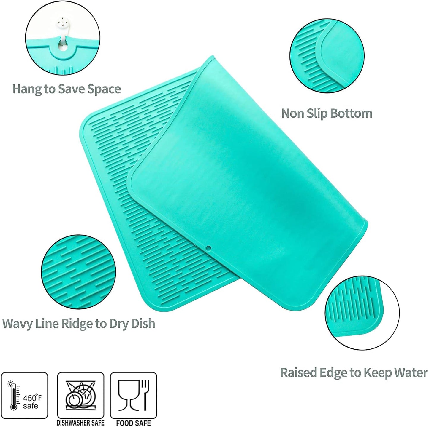 Silicone Dish Drying Mat for Multiple Usage,Easy clean,Eco-friendly,Heat-resistant Silicone Mat for