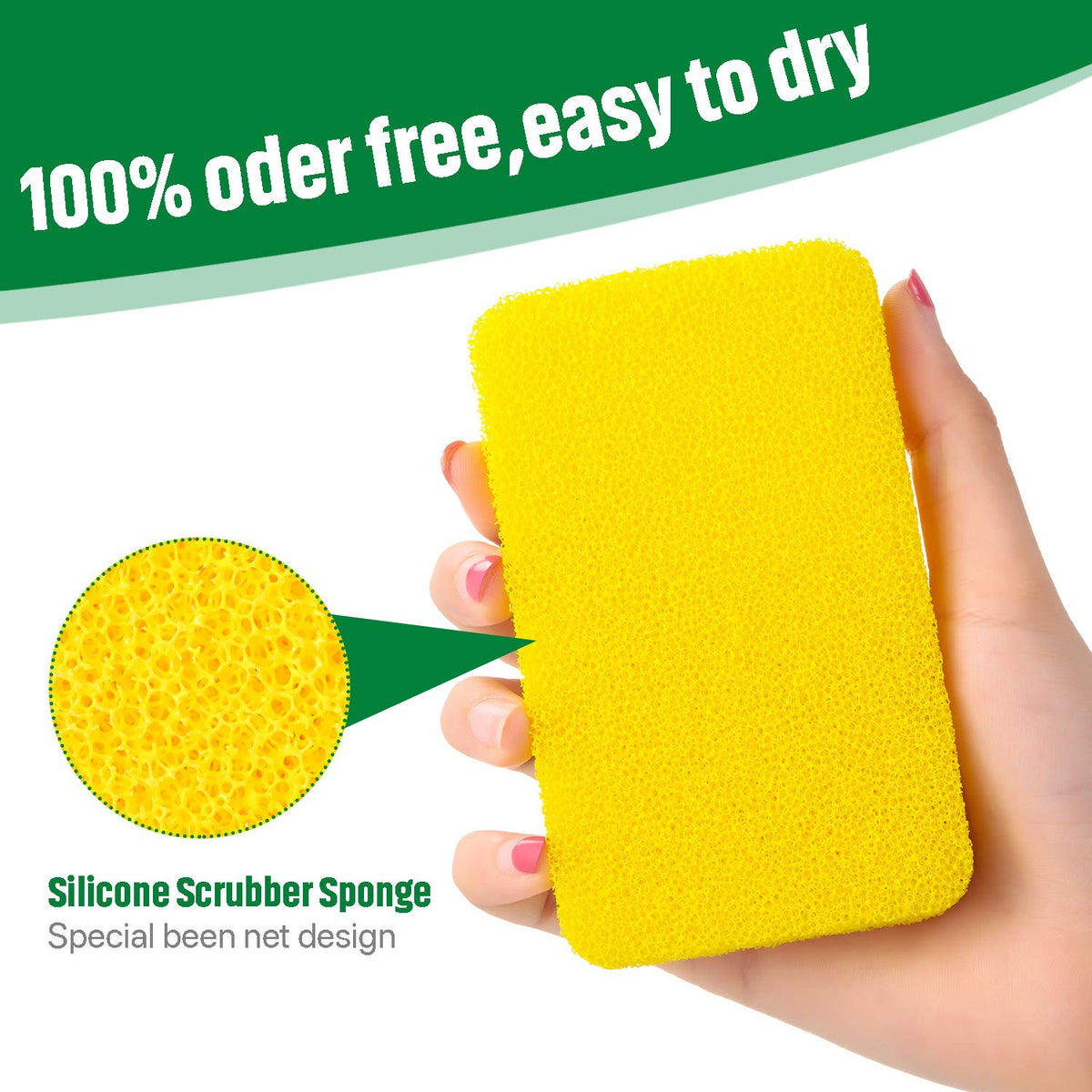Patelai 10 Pcs Silicone Sponge for Dishes, Kitchen Silicone Dish Scrubber