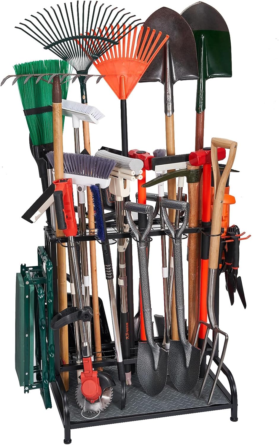 Garden Tool Organizer, Yard Tools Rack Holds 55 Long-Handled Tools/Rakes/Brooms for Garage