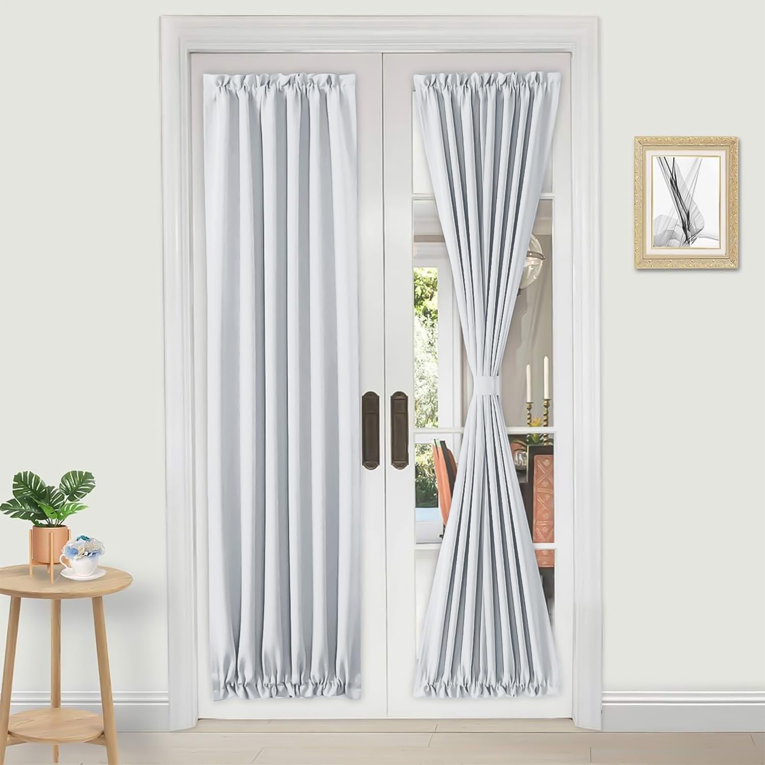 DWCN French Door Curtains – Rod Pocket Thermal Curtain for Doors with Glass Window, Kitchen and