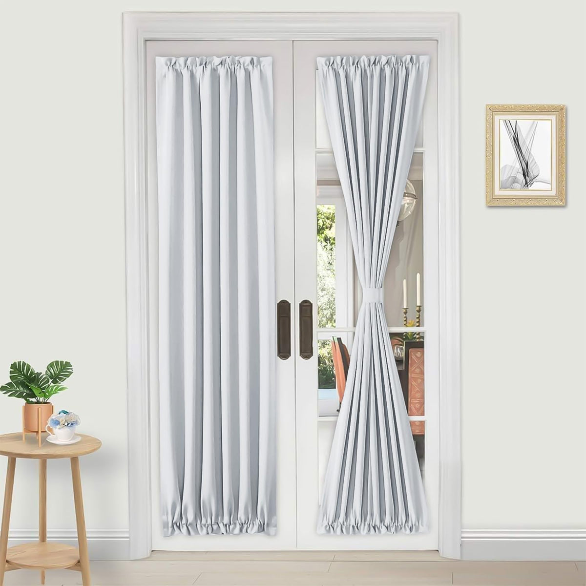 DWCN French Door Curtains – Rod Pocket Thermal Curtain for Doors with Glass Window, Kitchen and
