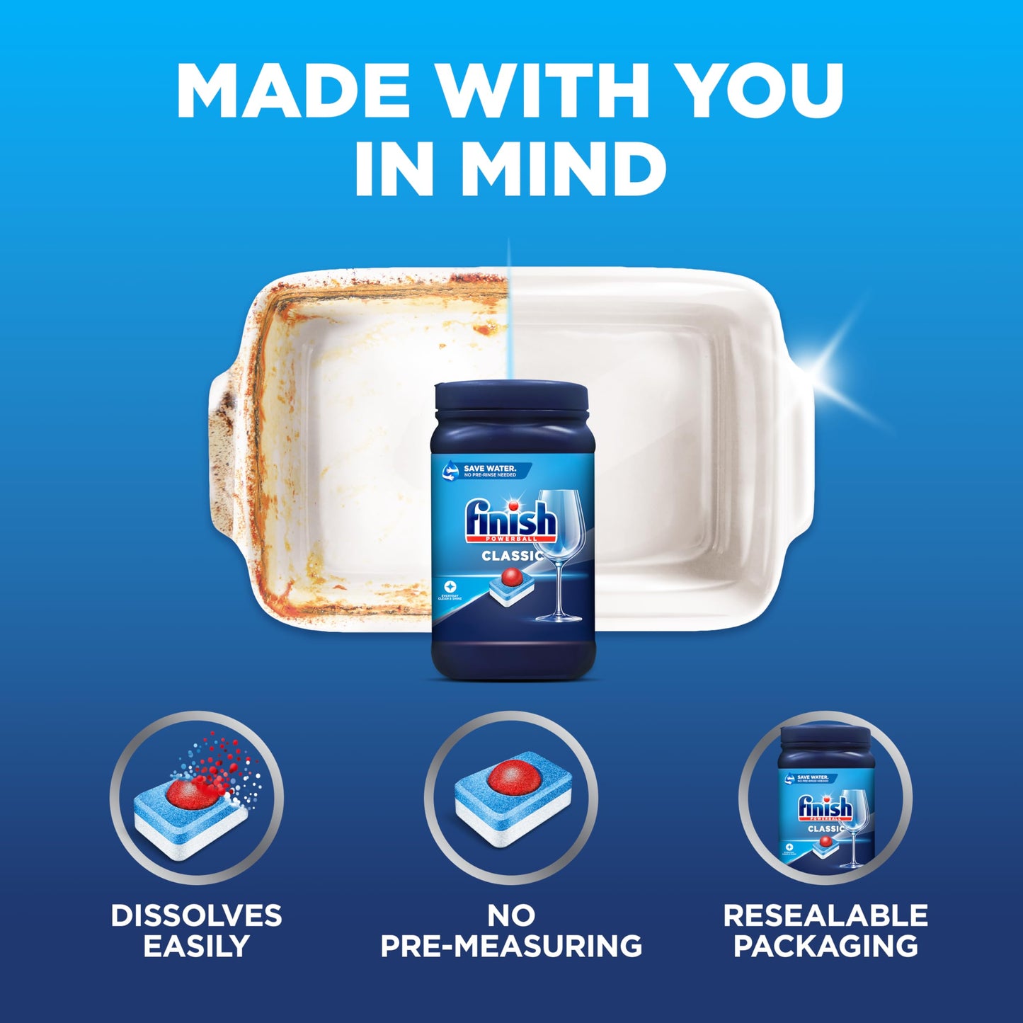 Finish Powerball Dishwasher Pods, Dishwasher Tablets Wrapper Free Formula, Unscented, 84 Count