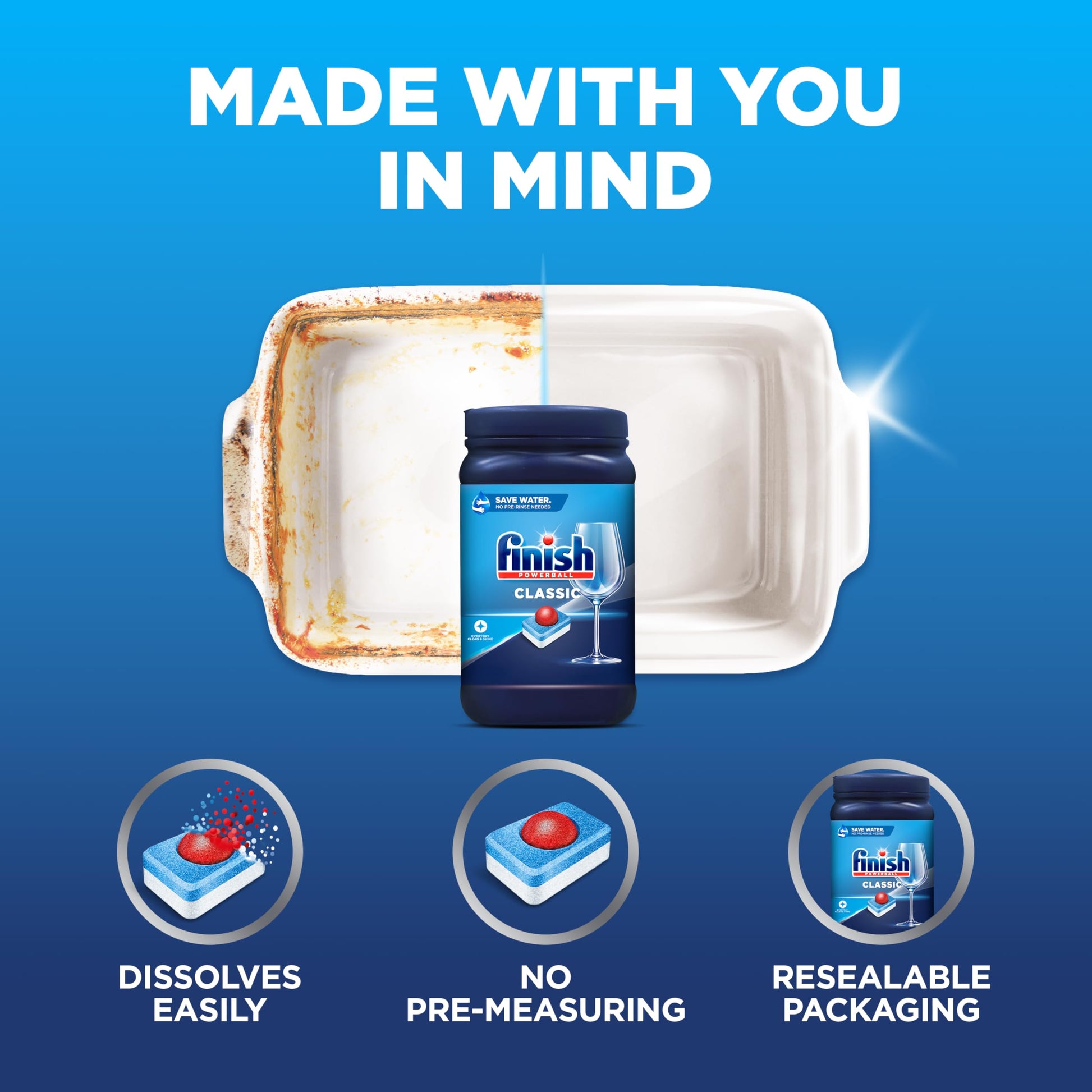 Finish Powerball Dishwasher Pods, Dishwasher Tablets Wrapper Free Formula, Unscented, 84 Count