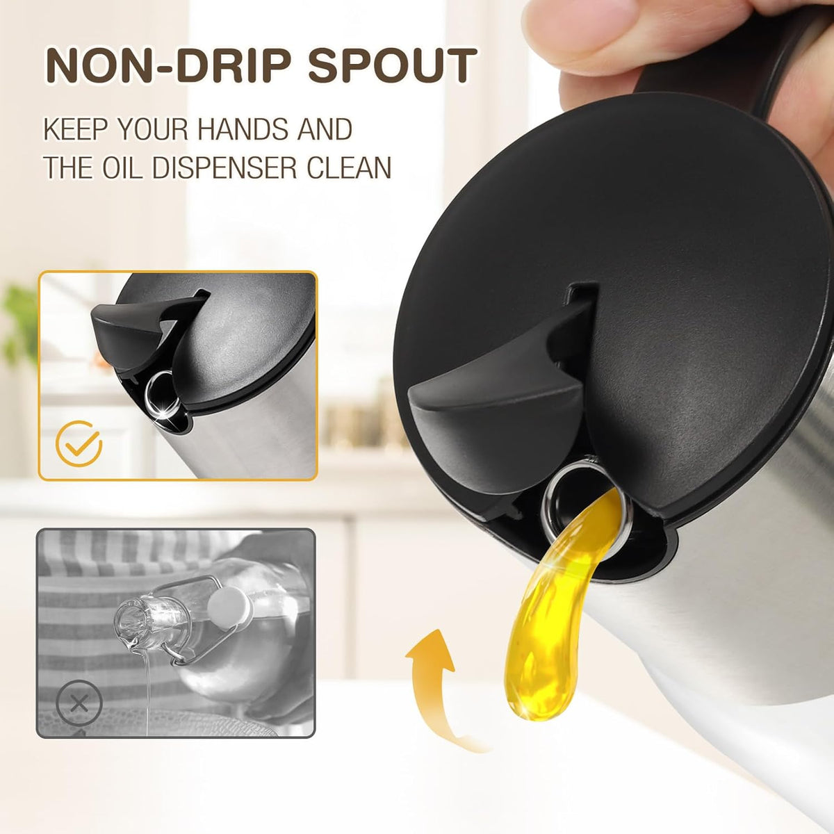 Vucchini Large Olive Oil Dispenser Bottle Kitchen Cooking Oil Dispenser Auto Flip Soy Sauce