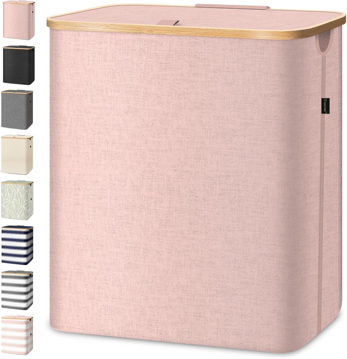 BALEINE Laundry Hamper with Lid, Tall Laundry Baskets with Bamboo Pull Handles, Large Laundry Bin