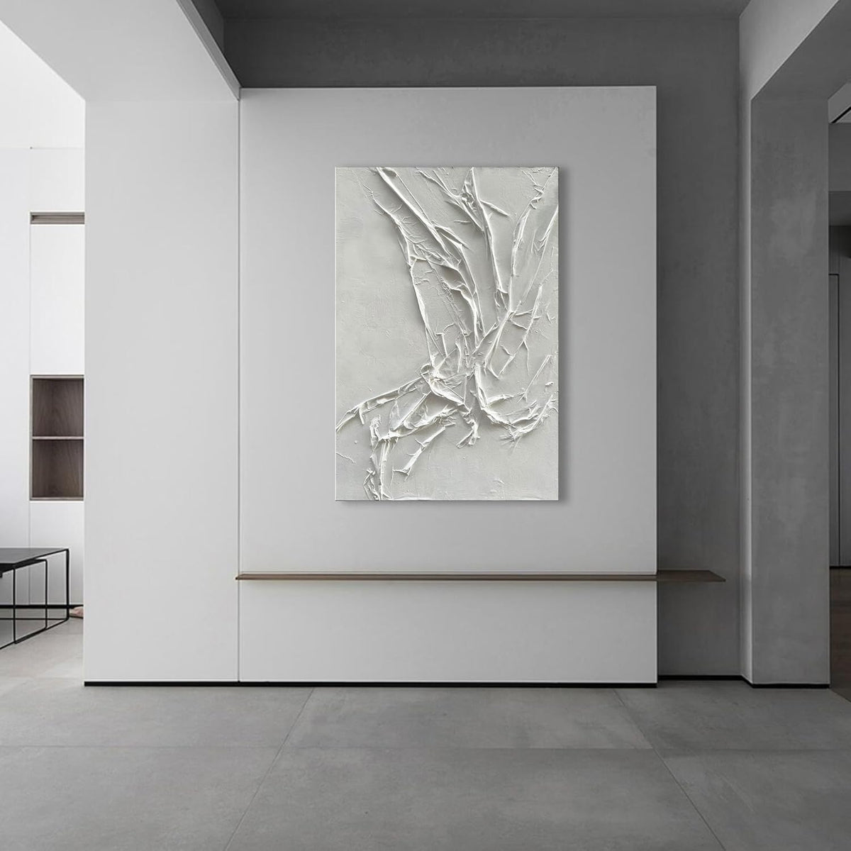 NANKAI Hand-Painted White Texture Abstract Art Painting Minimalist Art Home office hallway wall