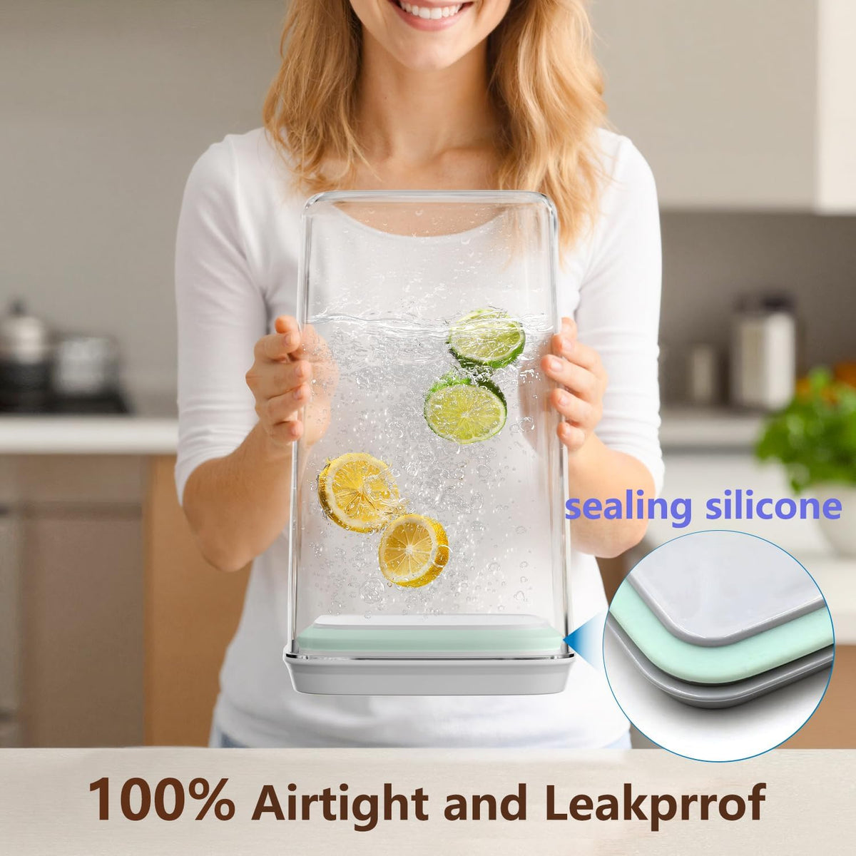 Pop Airtight Food Storage Containers Set with Lids, Large 4.2Qt/4L Food Containers with Scoop