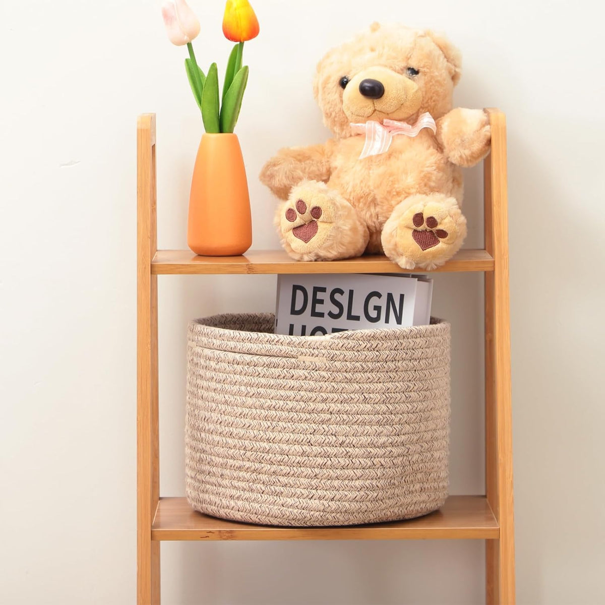 Small Basket for Organizing | Cube Shelf Closet Storage Baskets | 9.7×9.7×7.1” | Woven Rope Gift