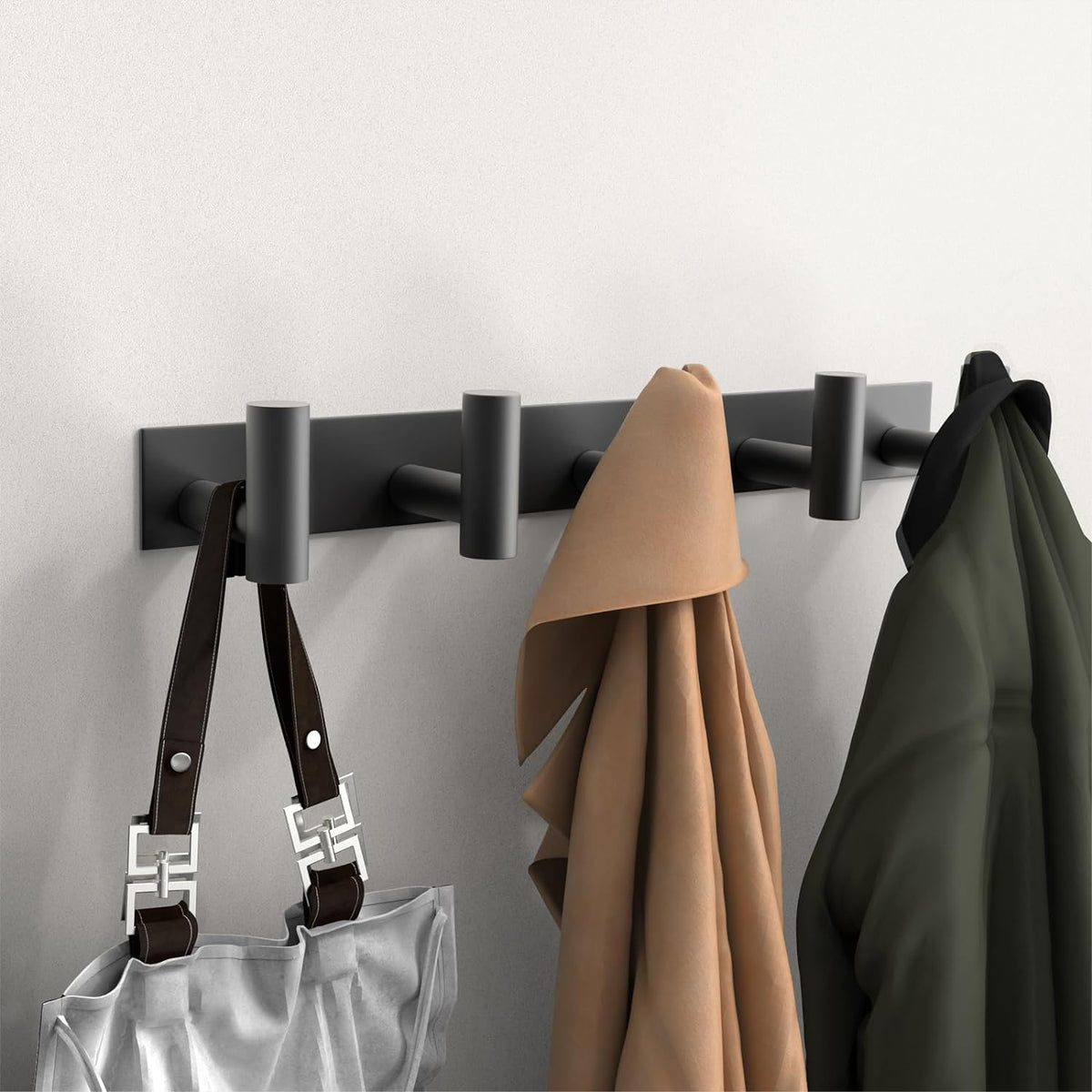 PMMASTO Coat Rack Wall Mounted, 5 "T Shaped Wall Hooks for Hanging, Heavy Duty Stainless Steel Coat