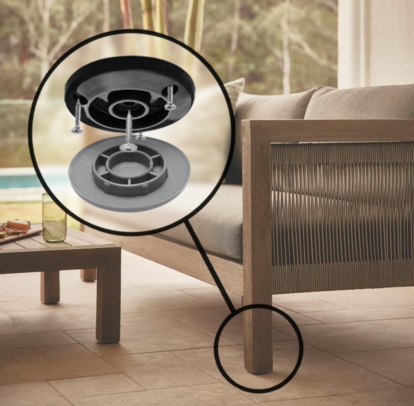 Gorilla Outdoor 2 Inch Furniture Sliders/Screw on Nylon Glide Floor Protectors (Set of 4 Glides)